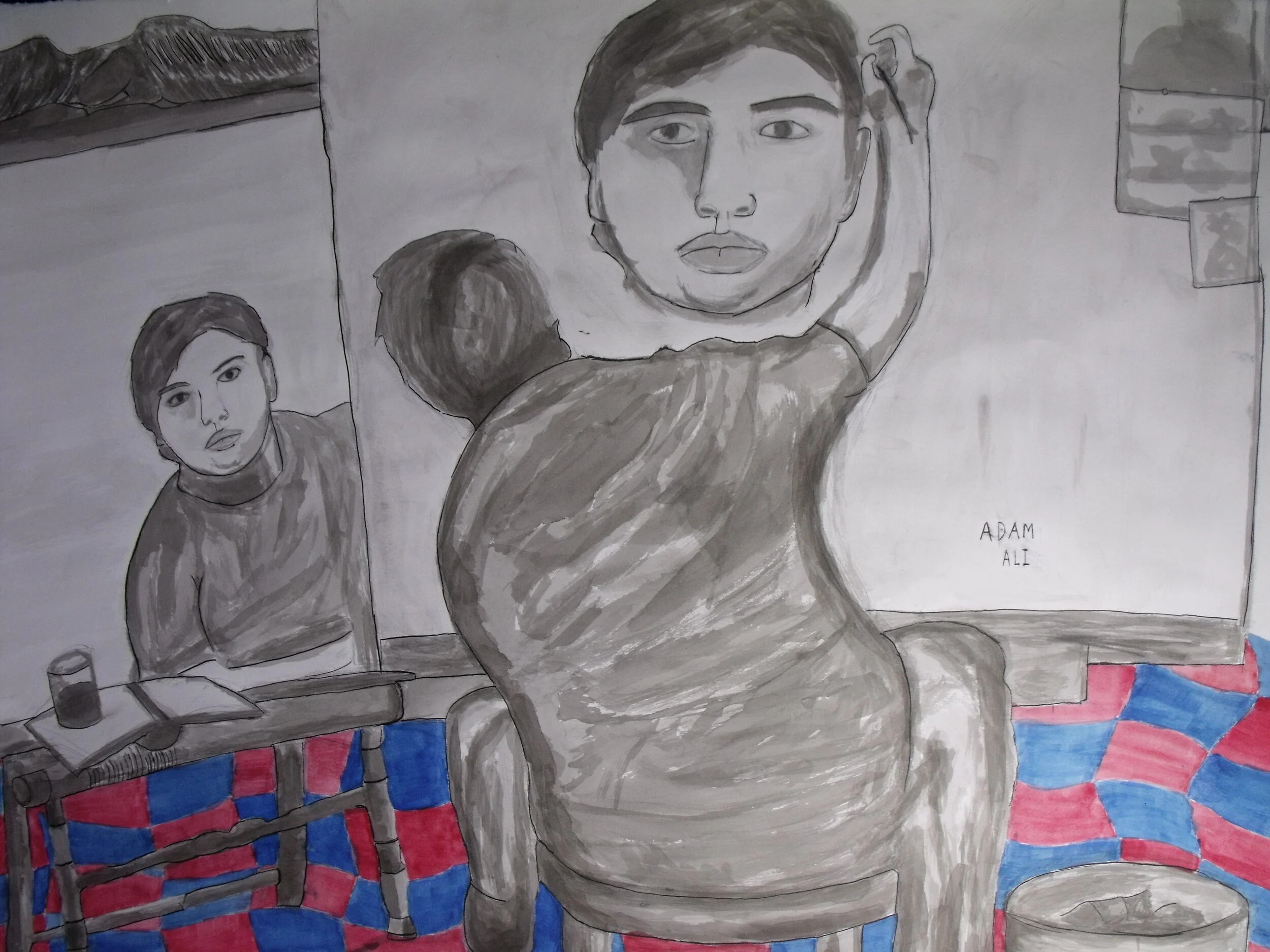  2009 - Pencil &amp; Watercolor - Rockwell Self Portrait 