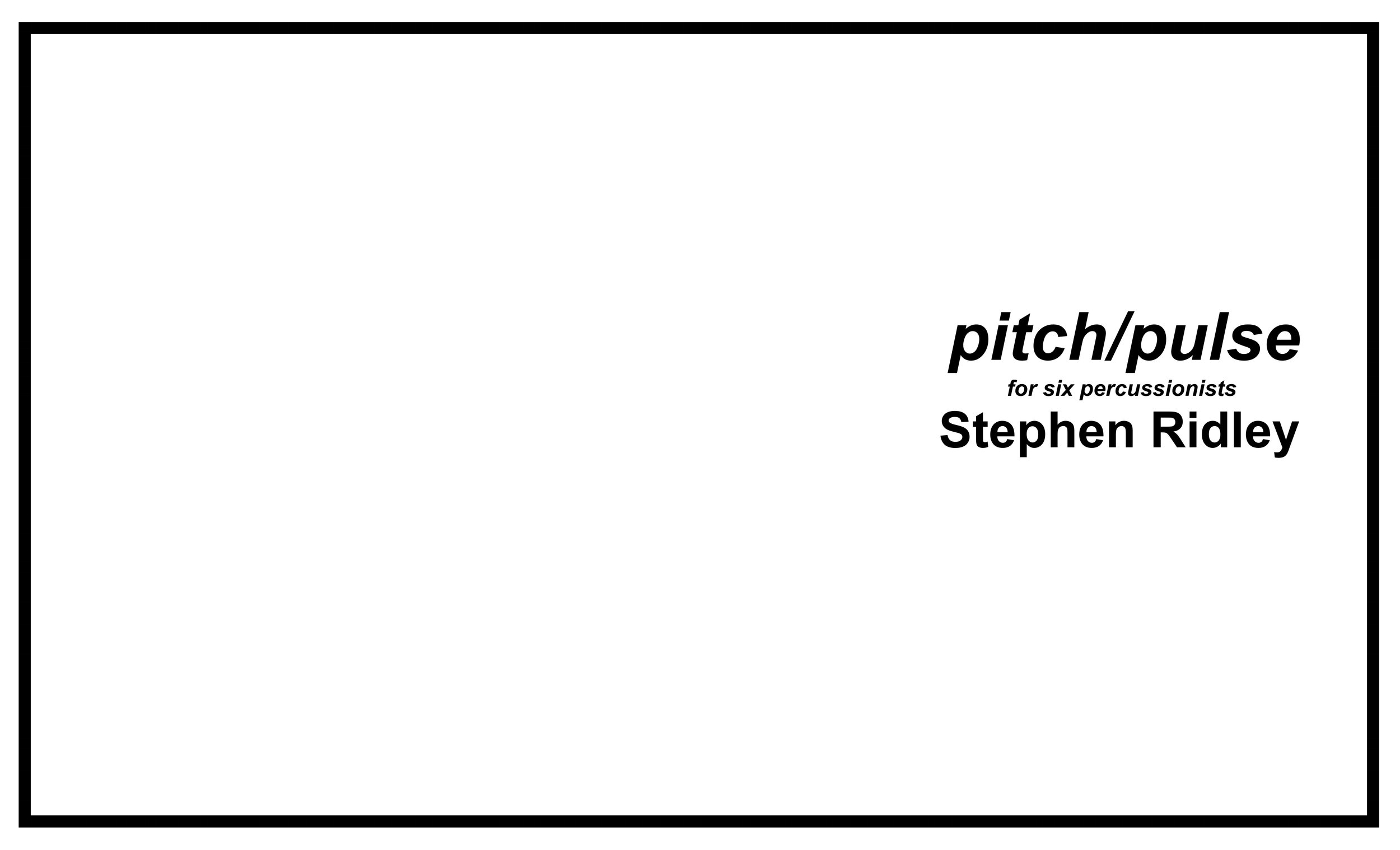 Stephen Ridley pitch/pulse cover