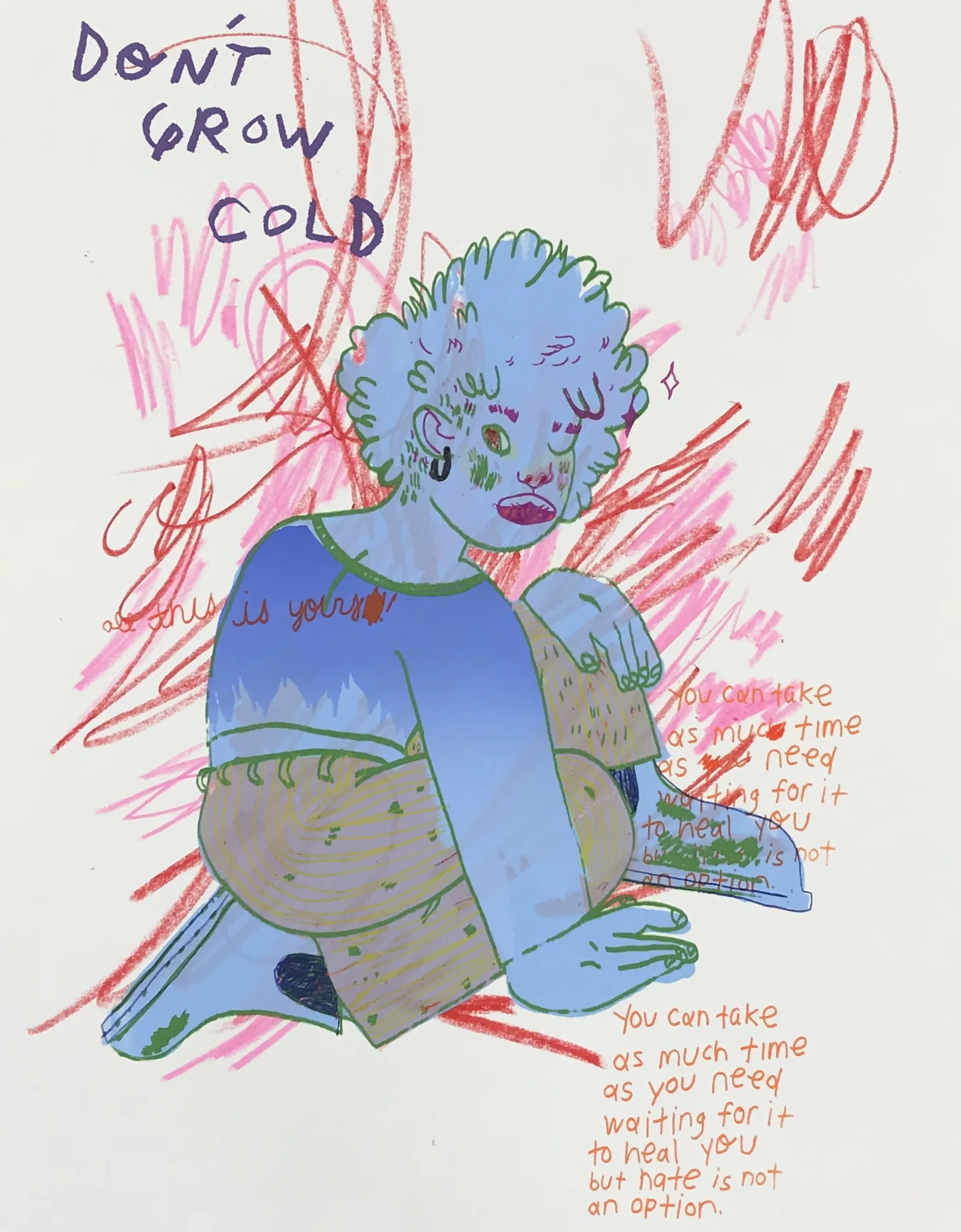 2017 crayon and screen print