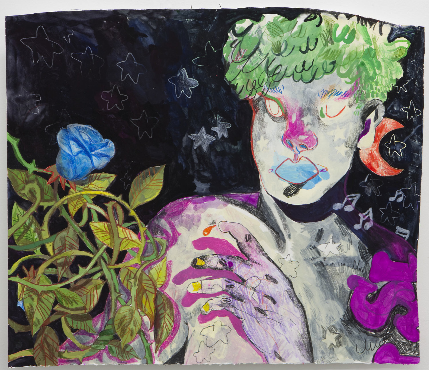2018 18x21” gouache and colored pencil
