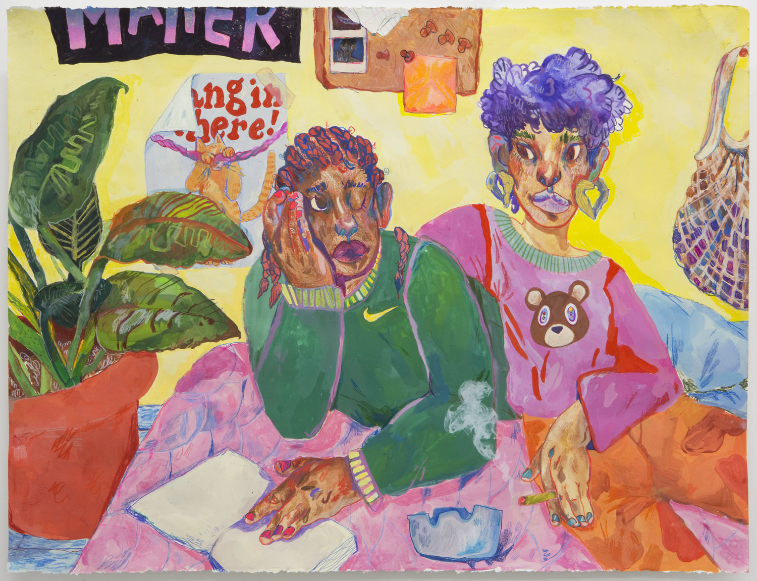 2018 22x 30” gouache, colored pencil and silkscreen print