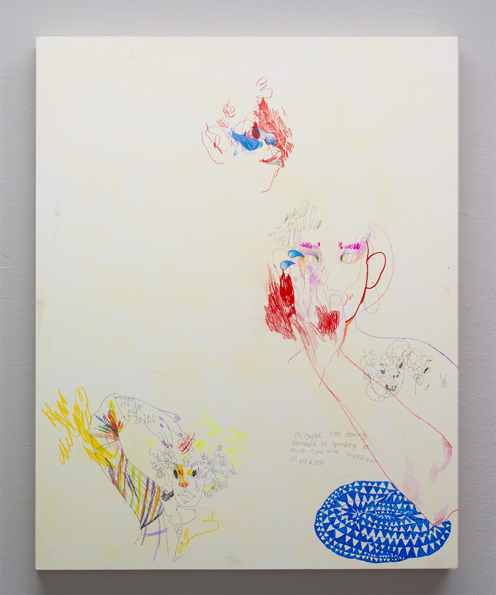2018 Acrylic, gouache, colored pencil and ball point pen on panel