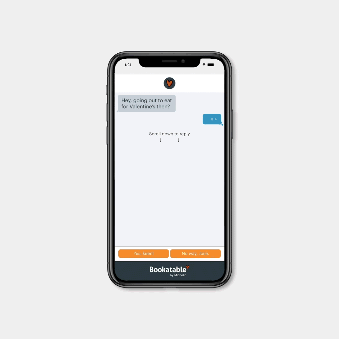 Bookatable faux messenger click to reply