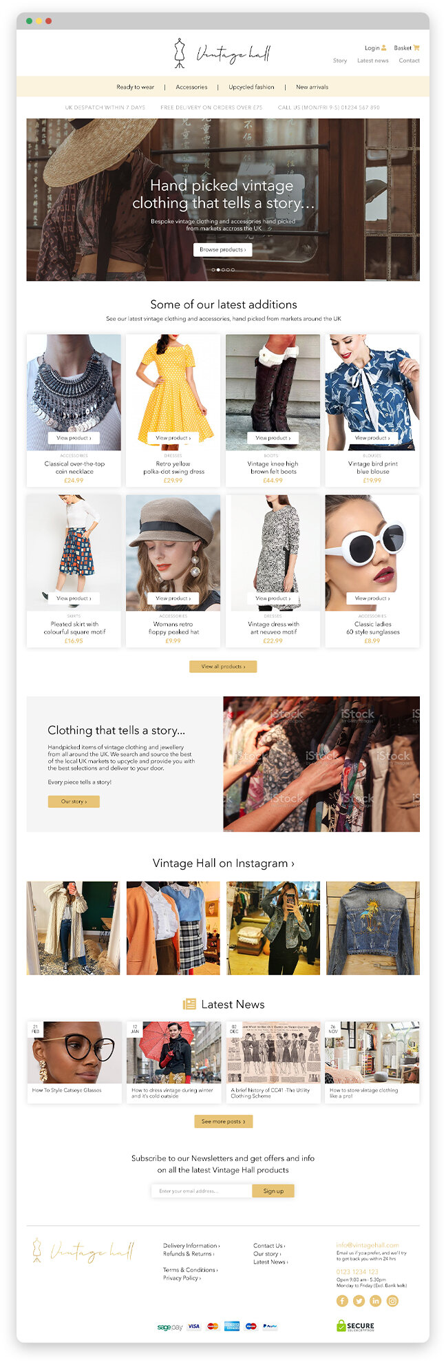 Web design for Vintage Hall ecommerce Site