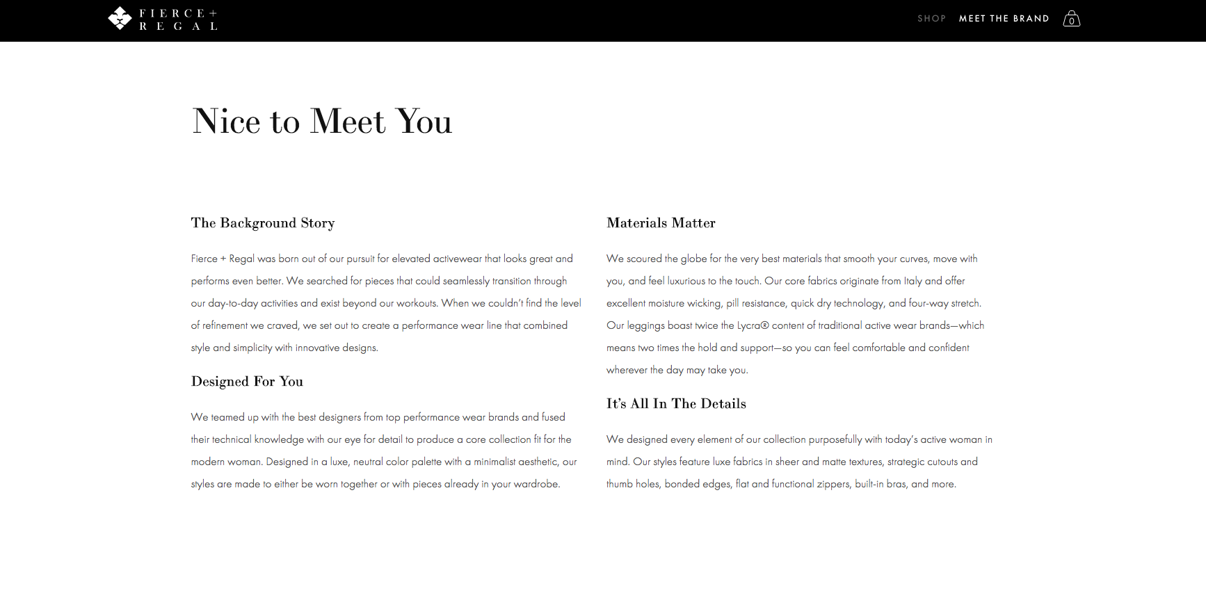 Fierce + Regal About Us Page 