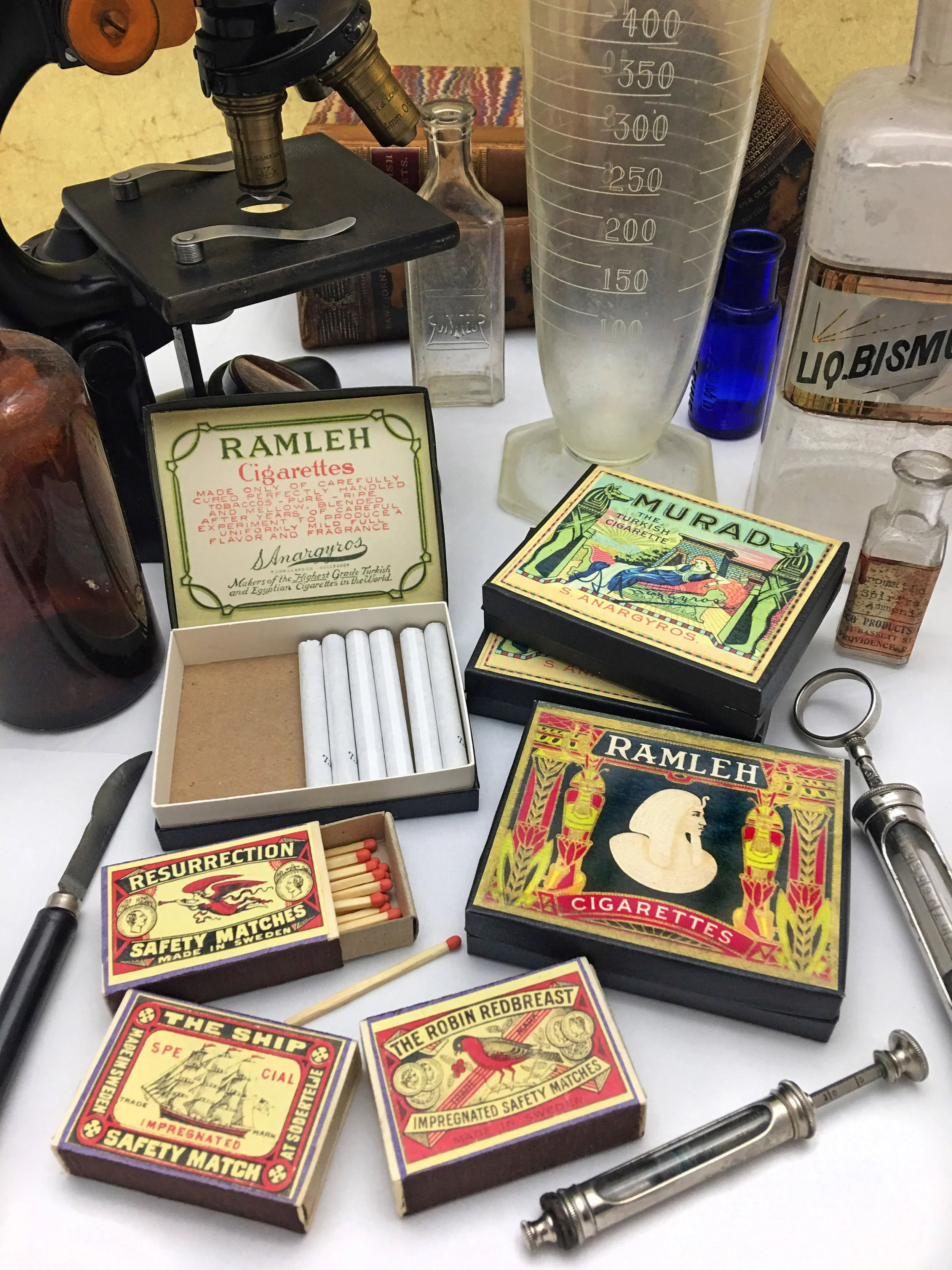 handmade cigarette and match packages
