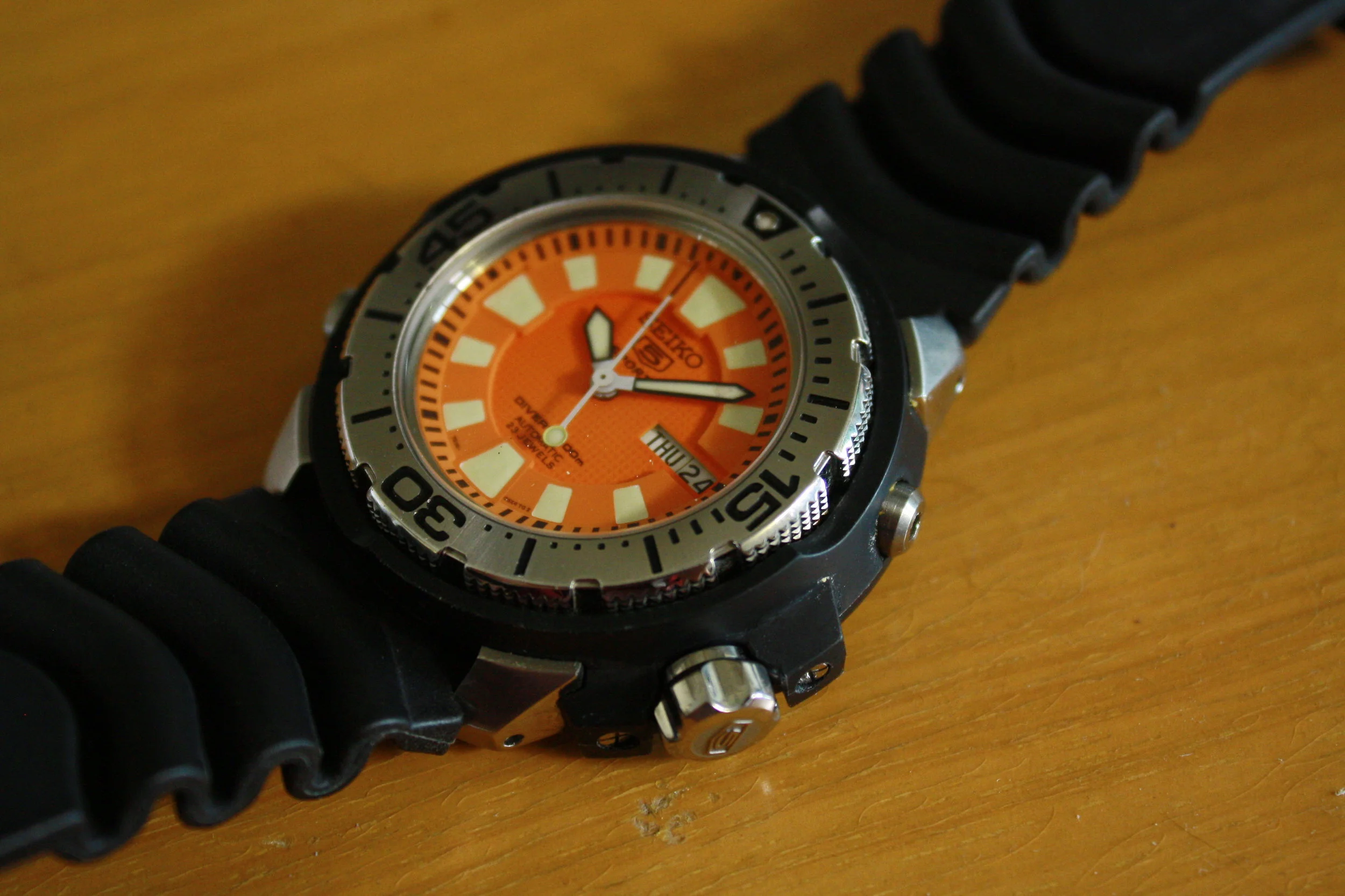 Seiko Men's Automatic Diver FrankenMonster Orange Dial 200m Watch