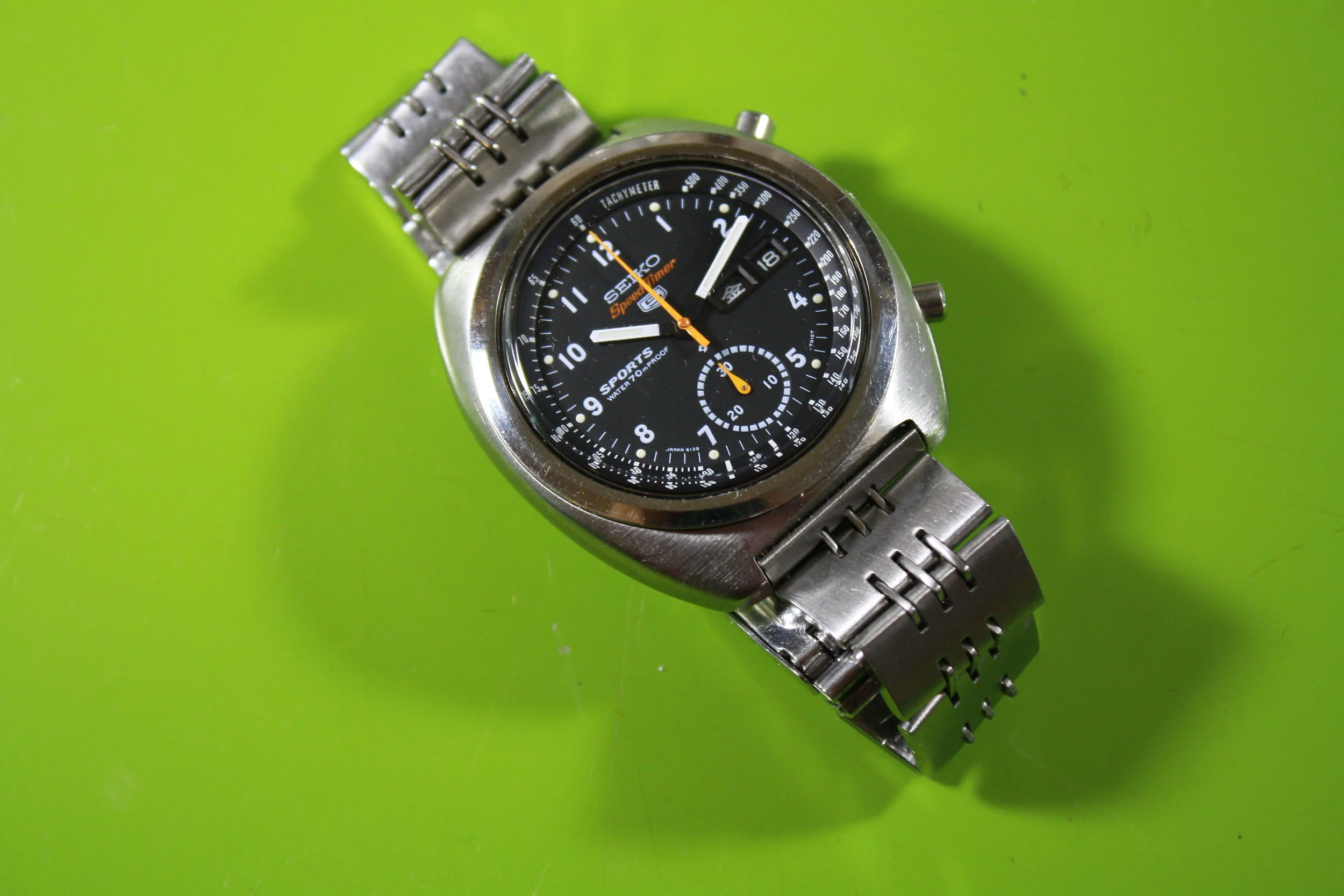 Seiko 6139-7011 JDM Speedtimer on original bracelet — Klein 