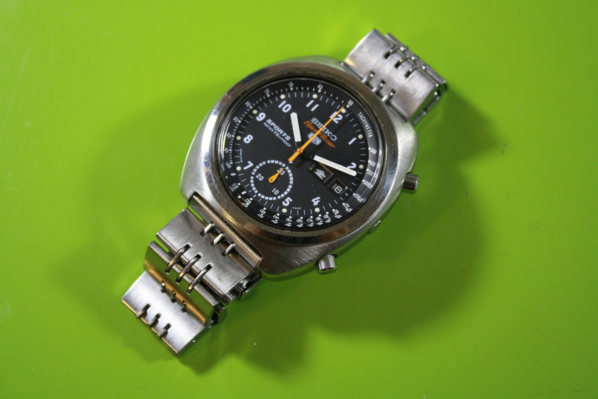 Seiko 6139-7011 JDM Speedtimer on original bracelet — Klein Vintage Watch
