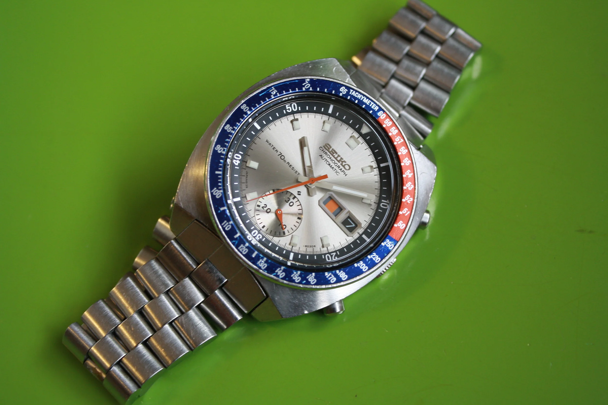 Seiko 6139-6002 Chronograph, silver-dial, all original &amp; complete.