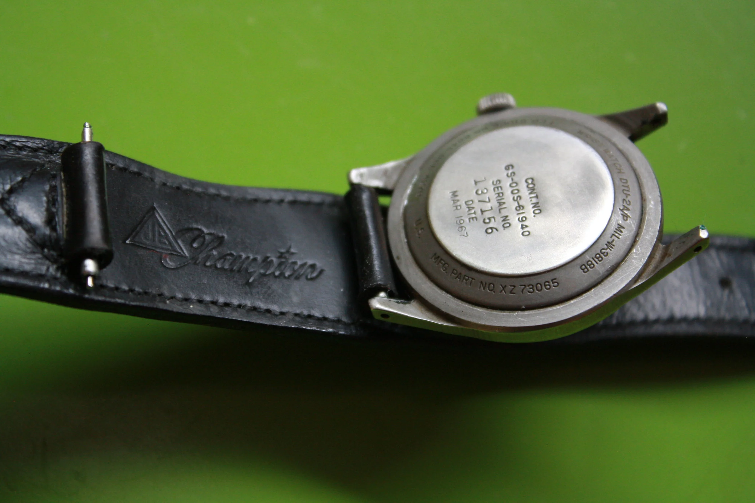 1967 Vietnam War issued Benrus DTU-2A/P MIL-W-3818B w/ "Champion" 1-piece strap