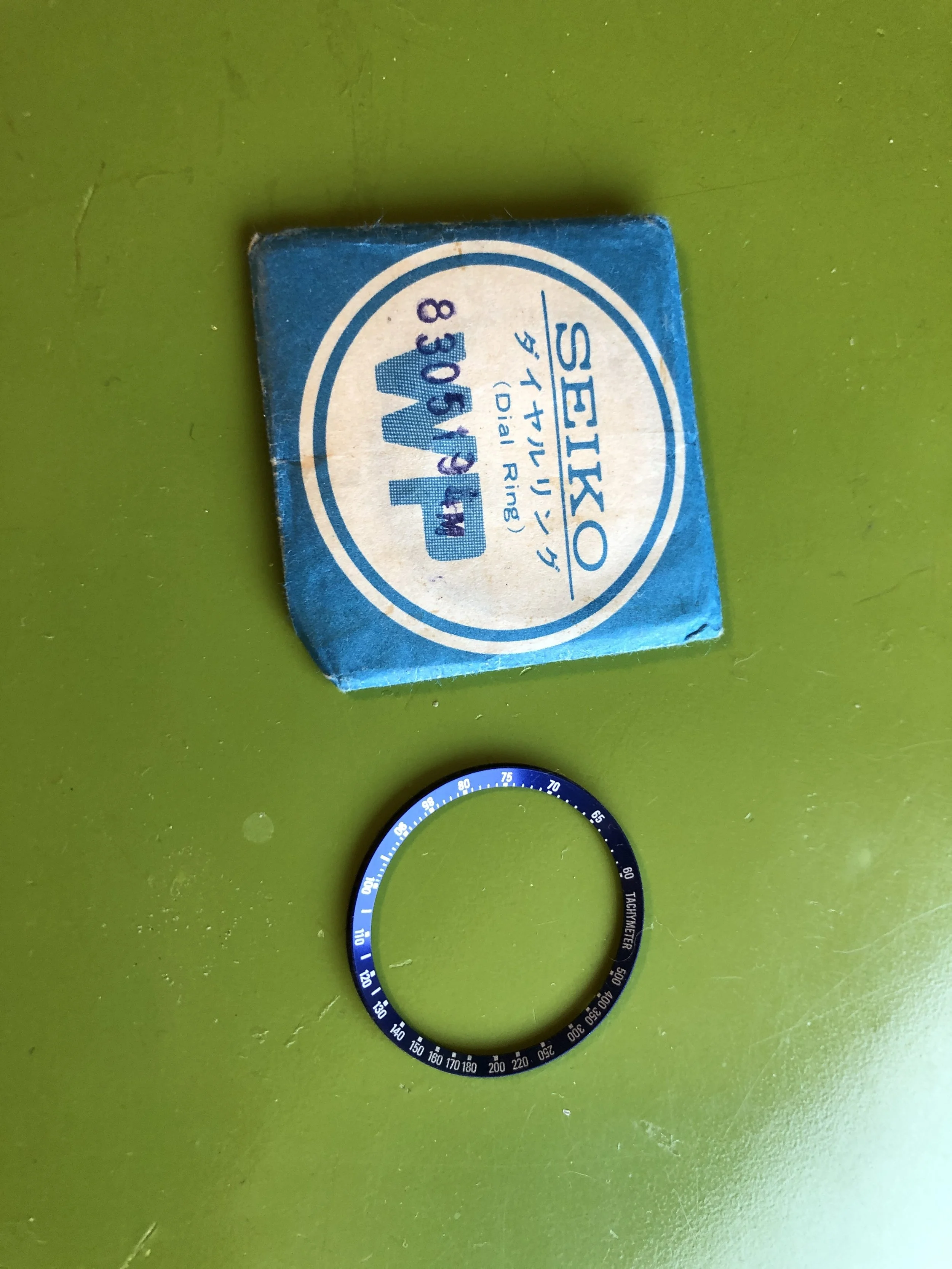 Tachymeter ring for Seiko 6139-601x, blue, genuine Seiko