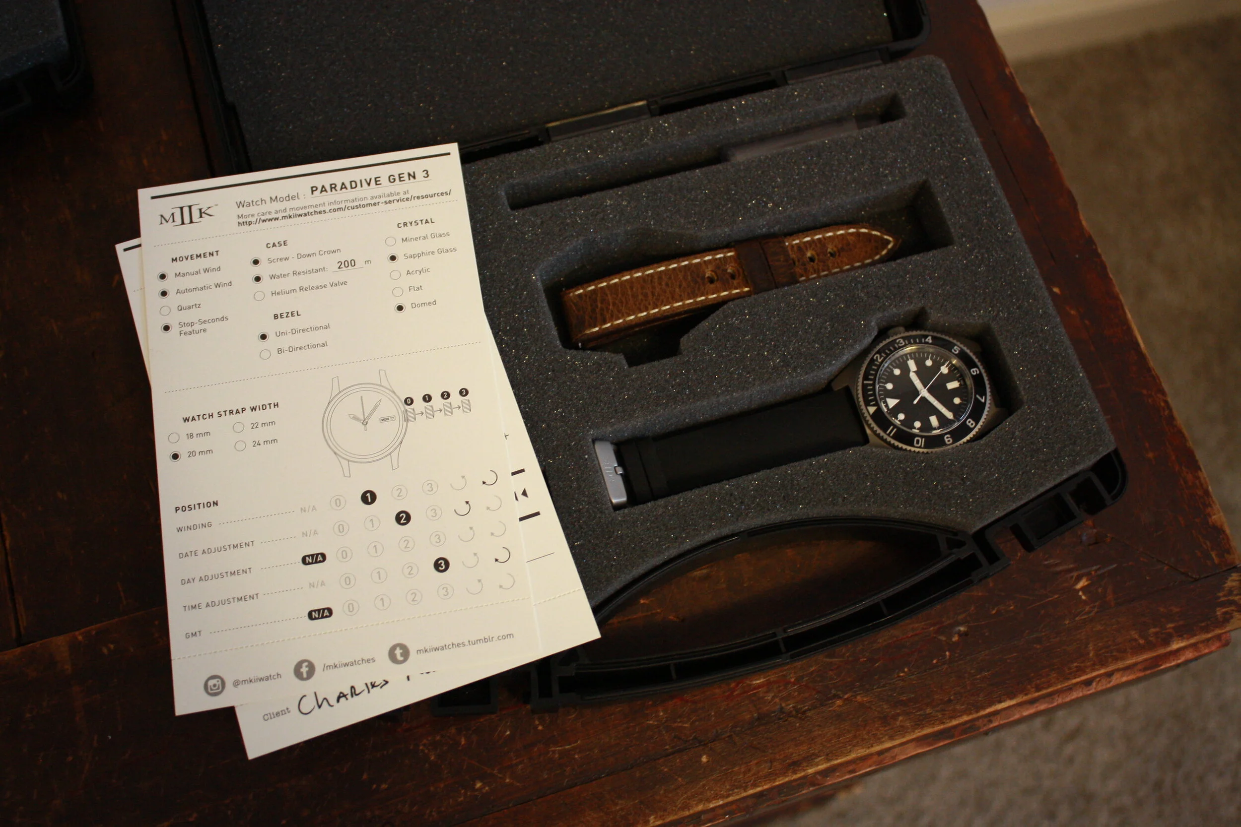 MK II Paradive G3, LNIB, two straps, box, paperwork - out of stock on MK II site!