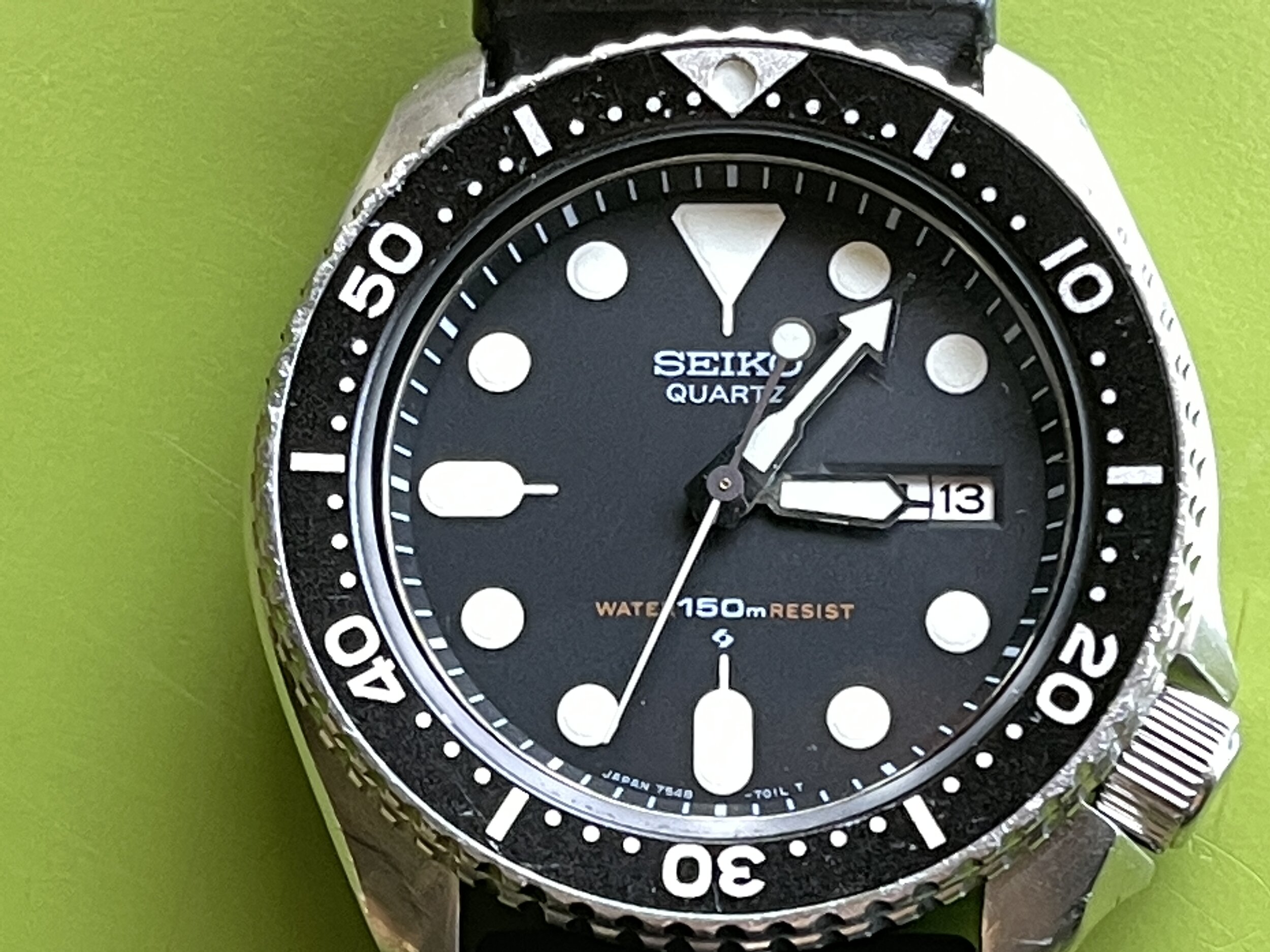 Seiko 7548-7000 JDM diver, Kanji / English, fully serviced, May '81, on original A06BZ22 flat vent strap. — Klein Vintage Watch Seiko 7548-7000 JDM diver, Kanji / English, fully serviced, May '81, on original A06BZ22 flat vent strap. — Klein Vintage Watch