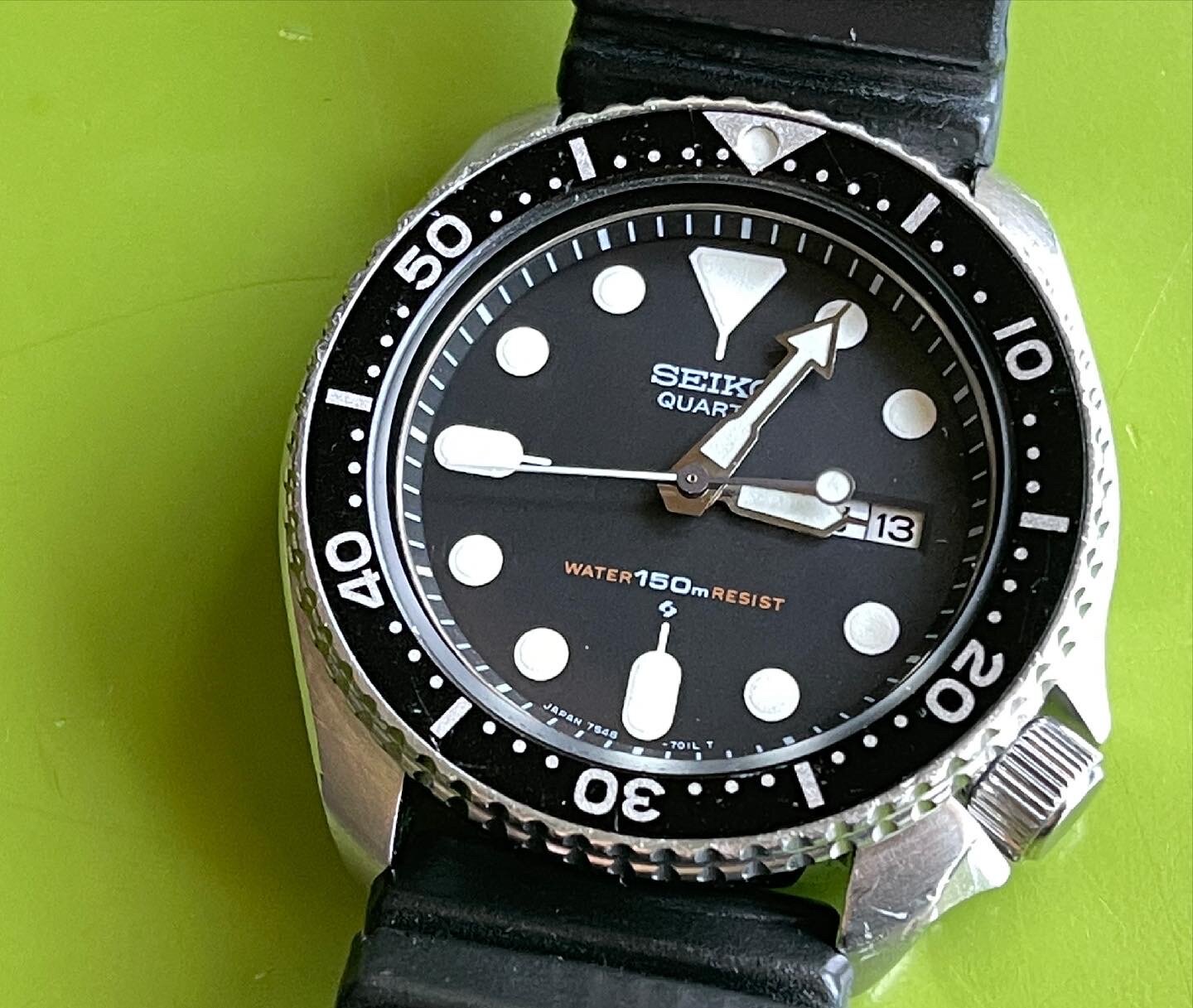 Seiko 7548-7000 JDM diver, Kanji / English, fully serviced, May '81, on original A06BZ22 flat vent strap. — Klein Vintage Watch Seiko 7548-7000 JDM diver, Kanji / English, fully serviced, May '81, on original A06BZ22 flat vent strap. — Klein Vintage Watch