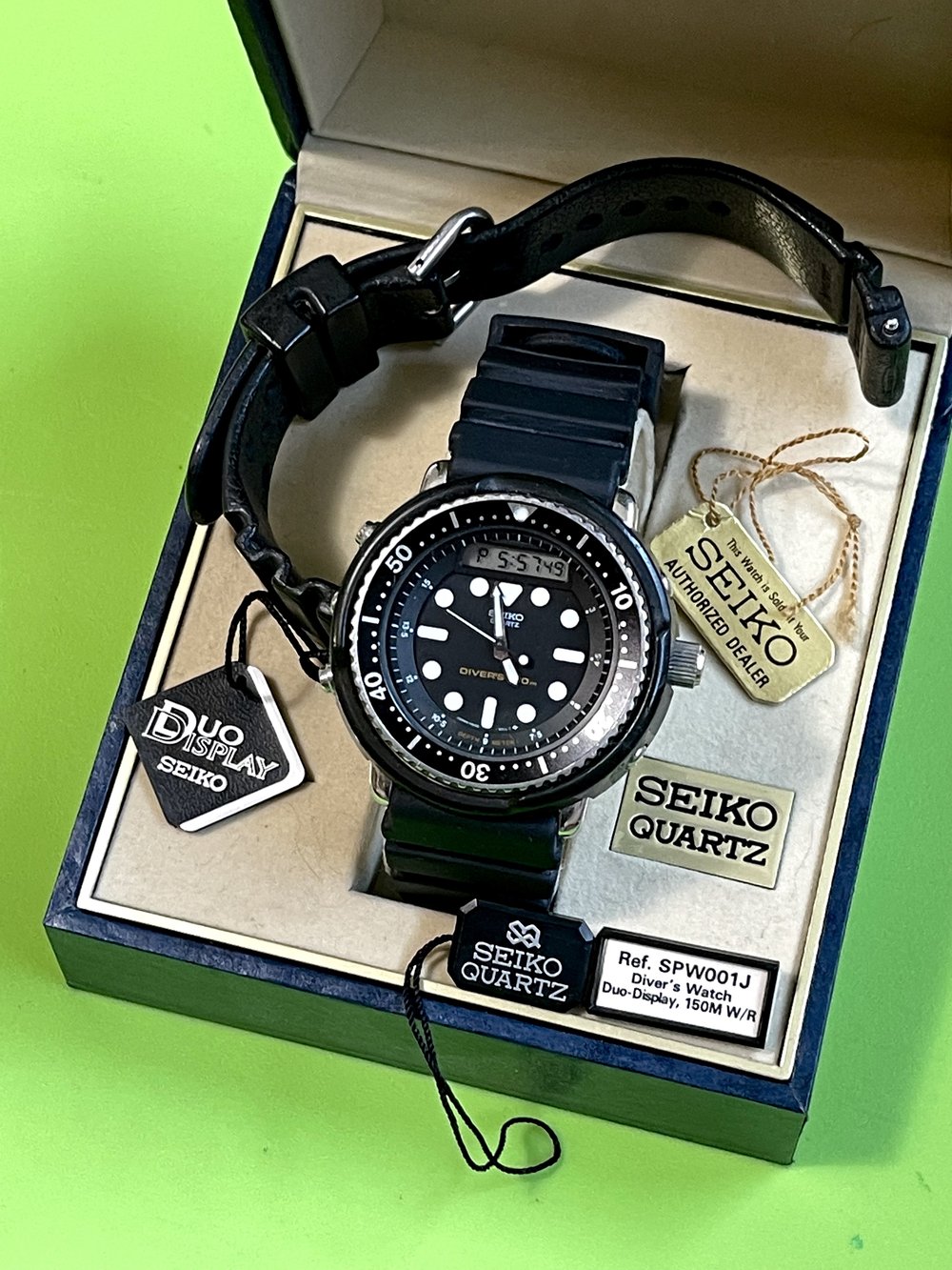 Seiko H558-5009 “Arnie” with box, tags, original and a modern JDM Seiko  DAL1BP from July 1987 — Klein Vintage Watch