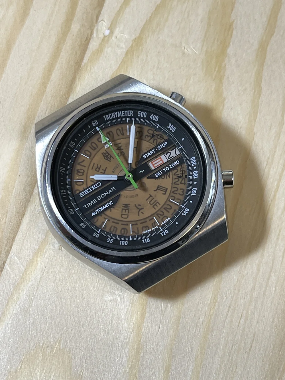 Seiko 7015-6010 Time Sonar flyback chrono, all original, fully