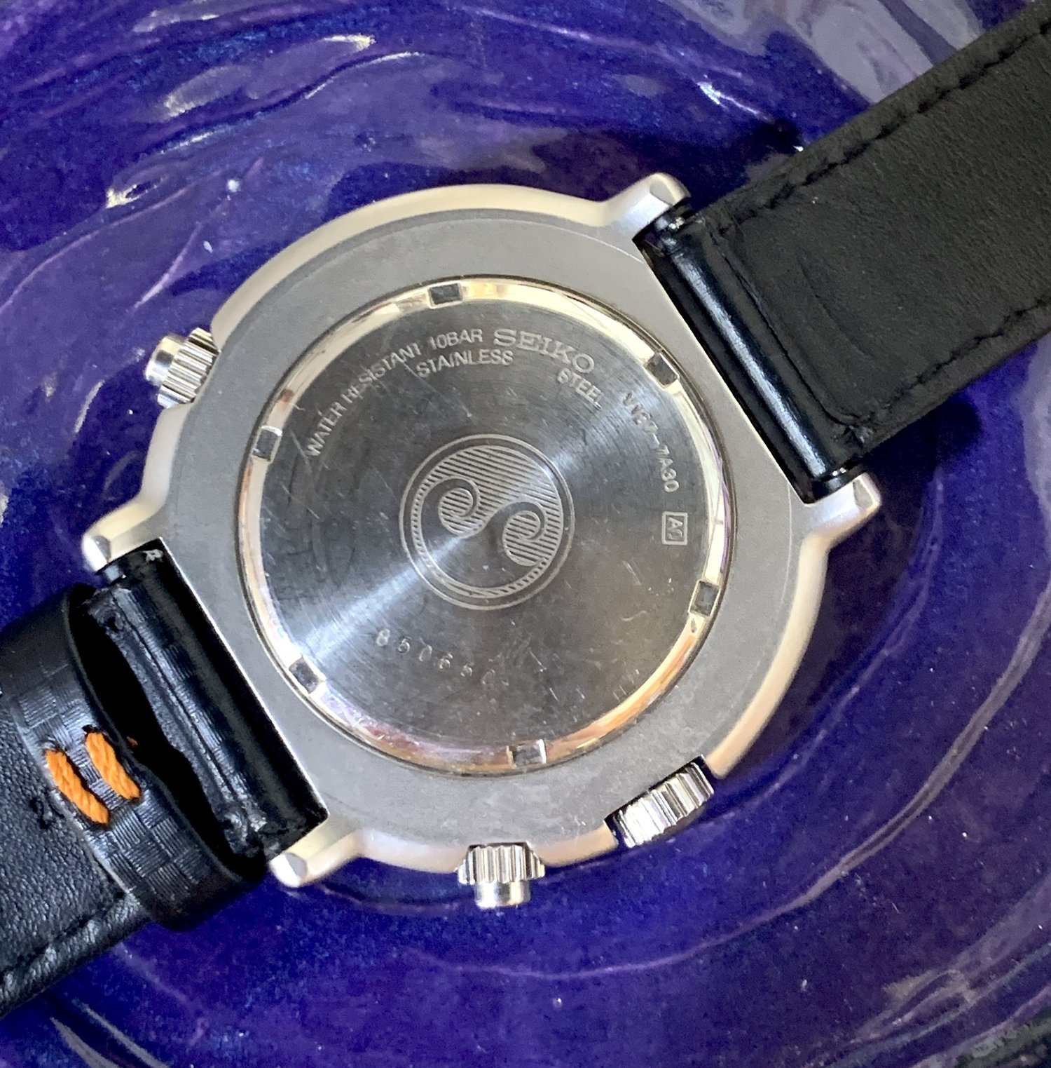 Seiko Y187-7A30 'Italian Tuna' orange w/ black subdials. Fully