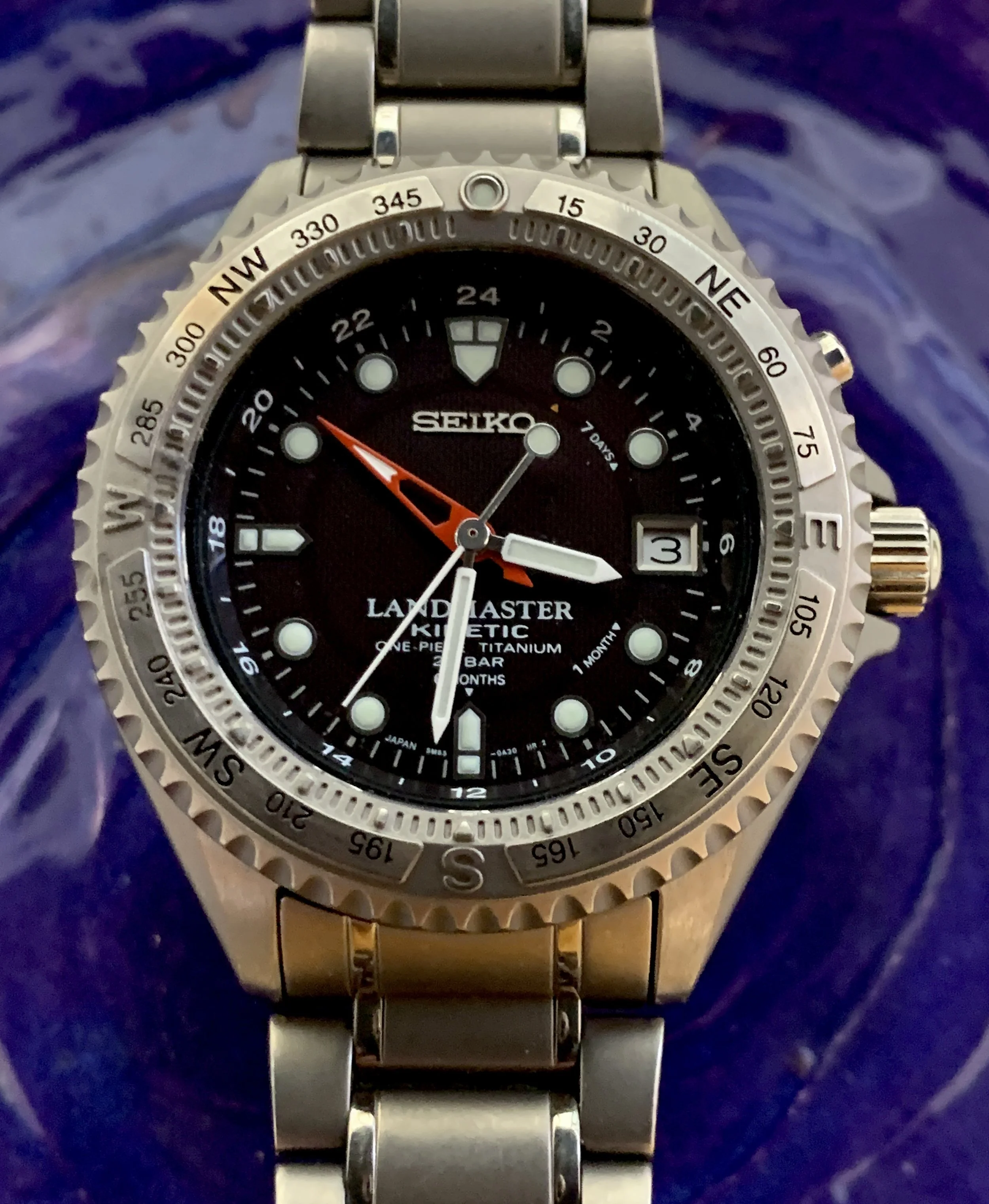 Seiko 5M65-0A20 SBDW005 2nd Gen Titanium Landmaster GMT w/ bracelet, new capacitor