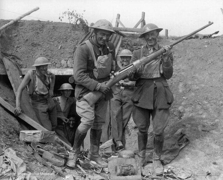 Here, some New Zealand soldiers pose with a captured German T-Gewehr, a massive anti-tank rifle. These guns were deadly to tanks as they could penetrate their armour but were rarely used effectively and no one wanted to shoot them for very long!