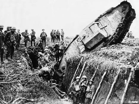 The Germans dug many ditches like this one to trap tanks. This could stop advances that relied on tanks, dead in their tracks. Thus, at Passchendaele at least, tanks while used extensively, failed to have the desired impact on the tide of the war.