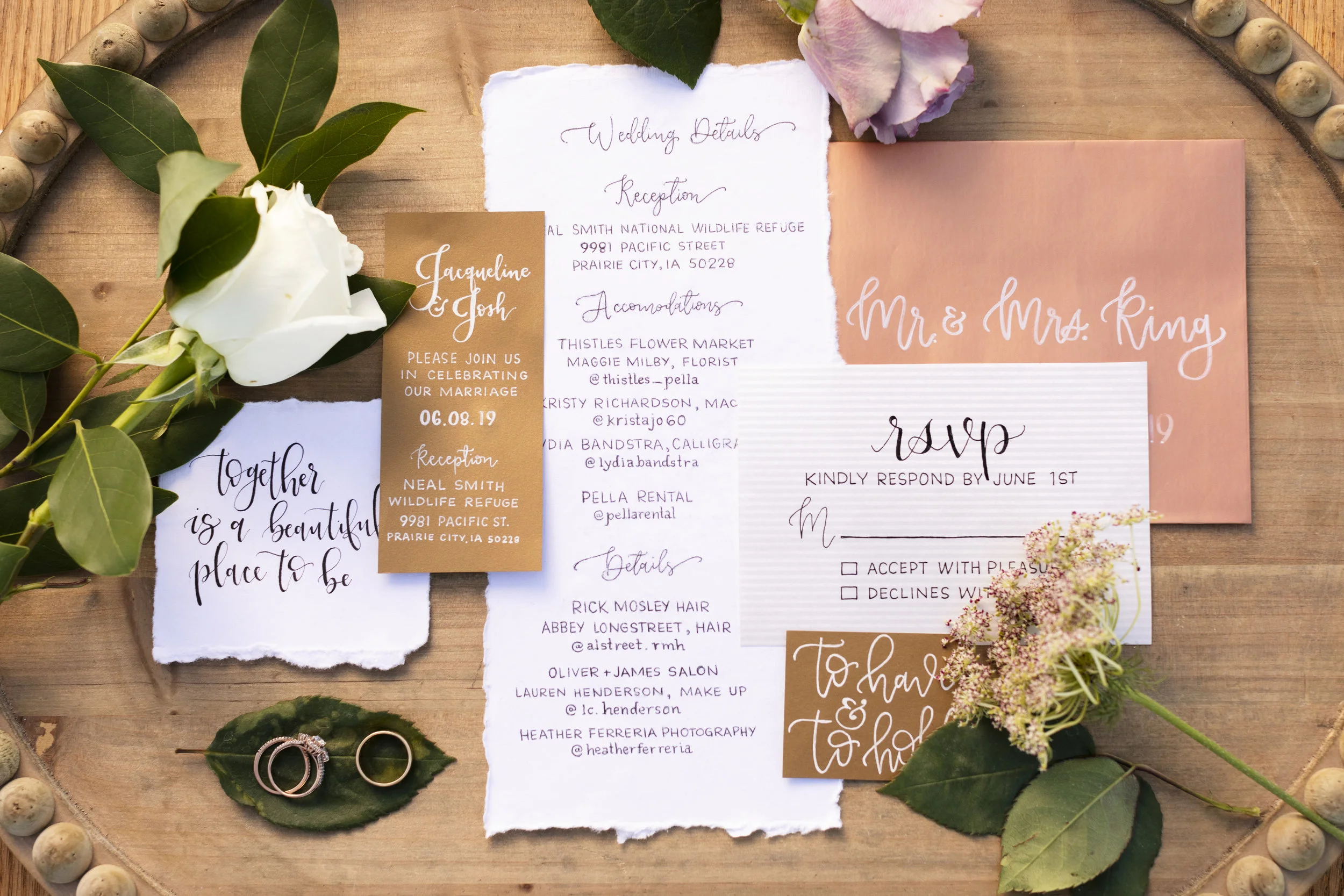 Flowers & Arch: @thistles_pella Photography: @heatherferreria Hair: @alstreet.rmh Make-up: @lc.henderson Calligraphy: @lydiabandstra Table, Rug, Chairs: @pellarental Macrame: @kristajo60