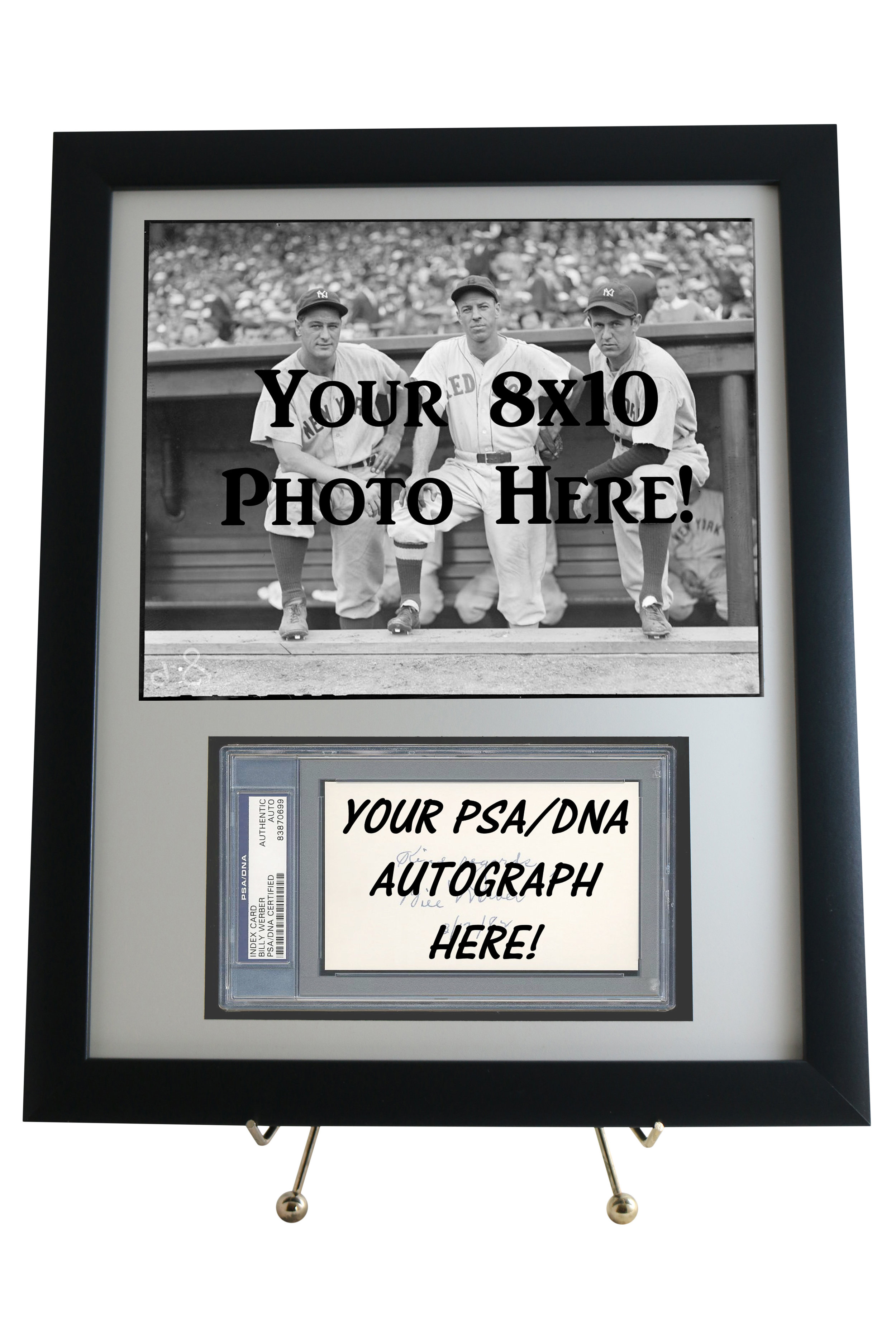 Sports Card Frame for a BGS Horizontal Card w/ 8 x10 Photo Opening Black Design 