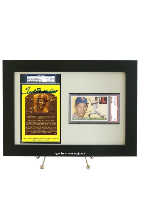 psa graded sports card & psa/dna slabbed hof plaque postcard fame combo