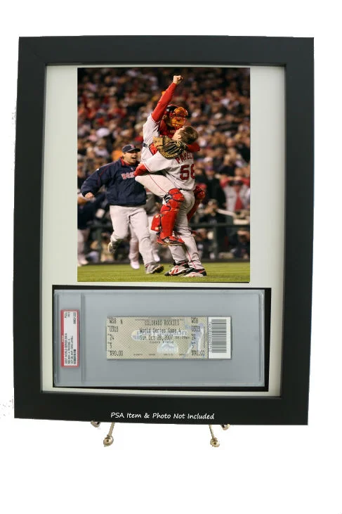 psa sports ticket & photo combo framed display