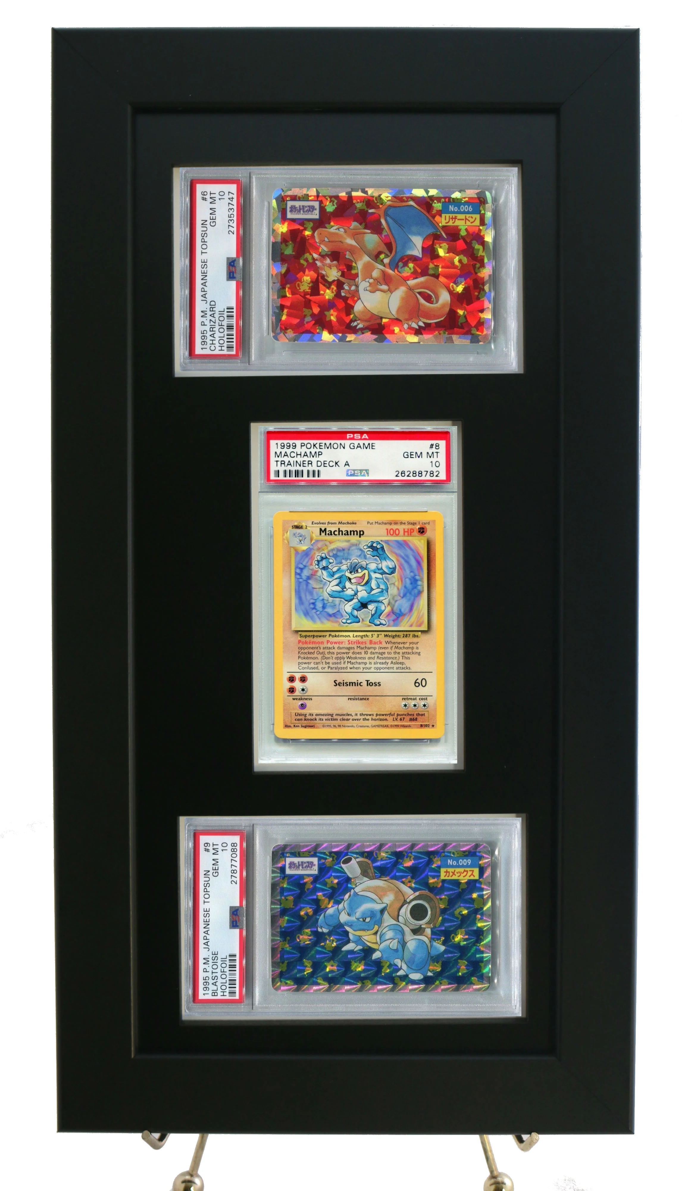 Pokemon Card Frame for (2) Horizontal & (1) Vertical PSA Pokemon Cards-Black  Design  PSAFRAMES.COM