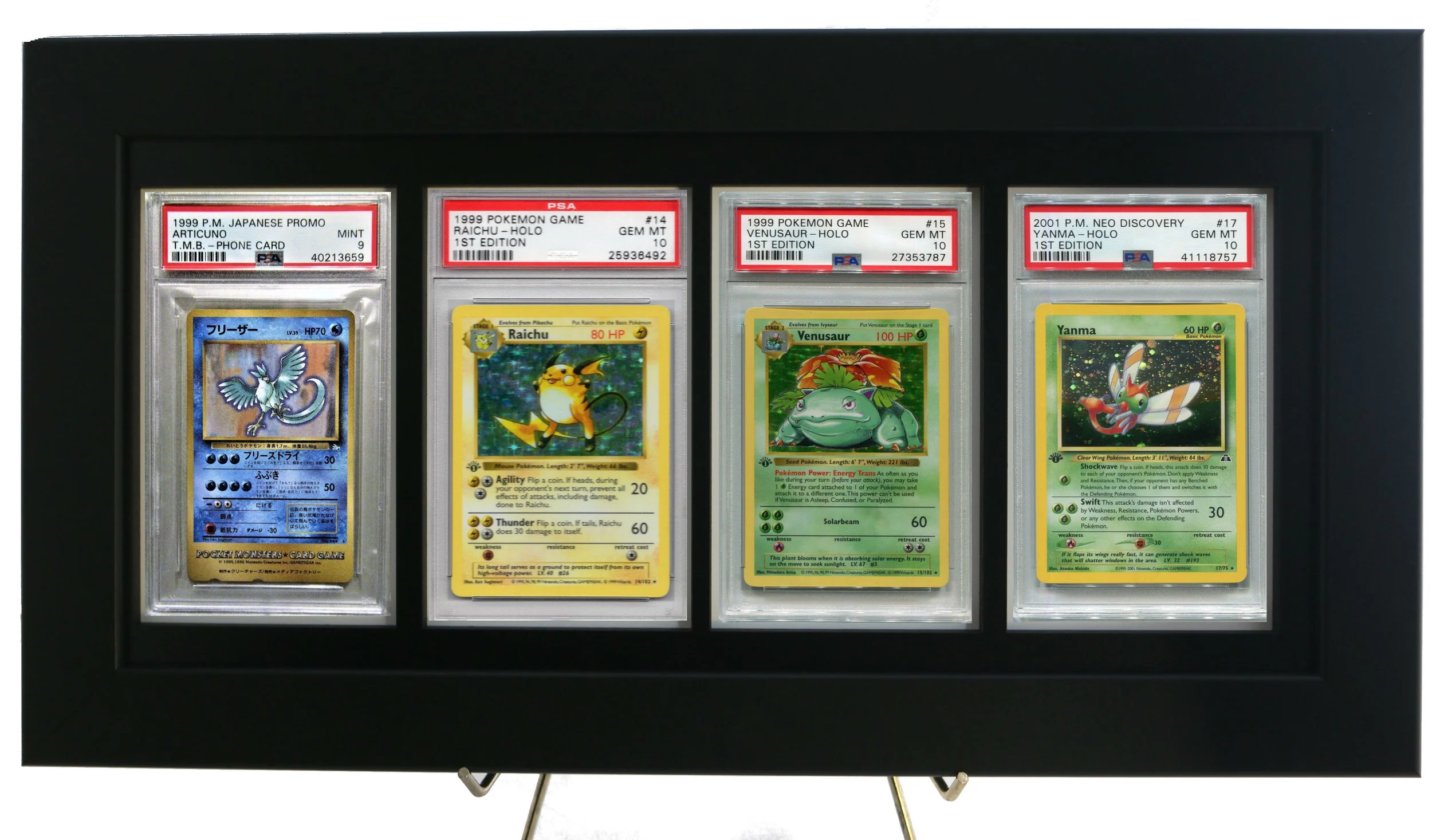 psa graded pokemon card Pokemon Card Frame & Display w/ (4) PSA Graded Pokemon Card Openings-Black  Design — PSAFRAMES.COM