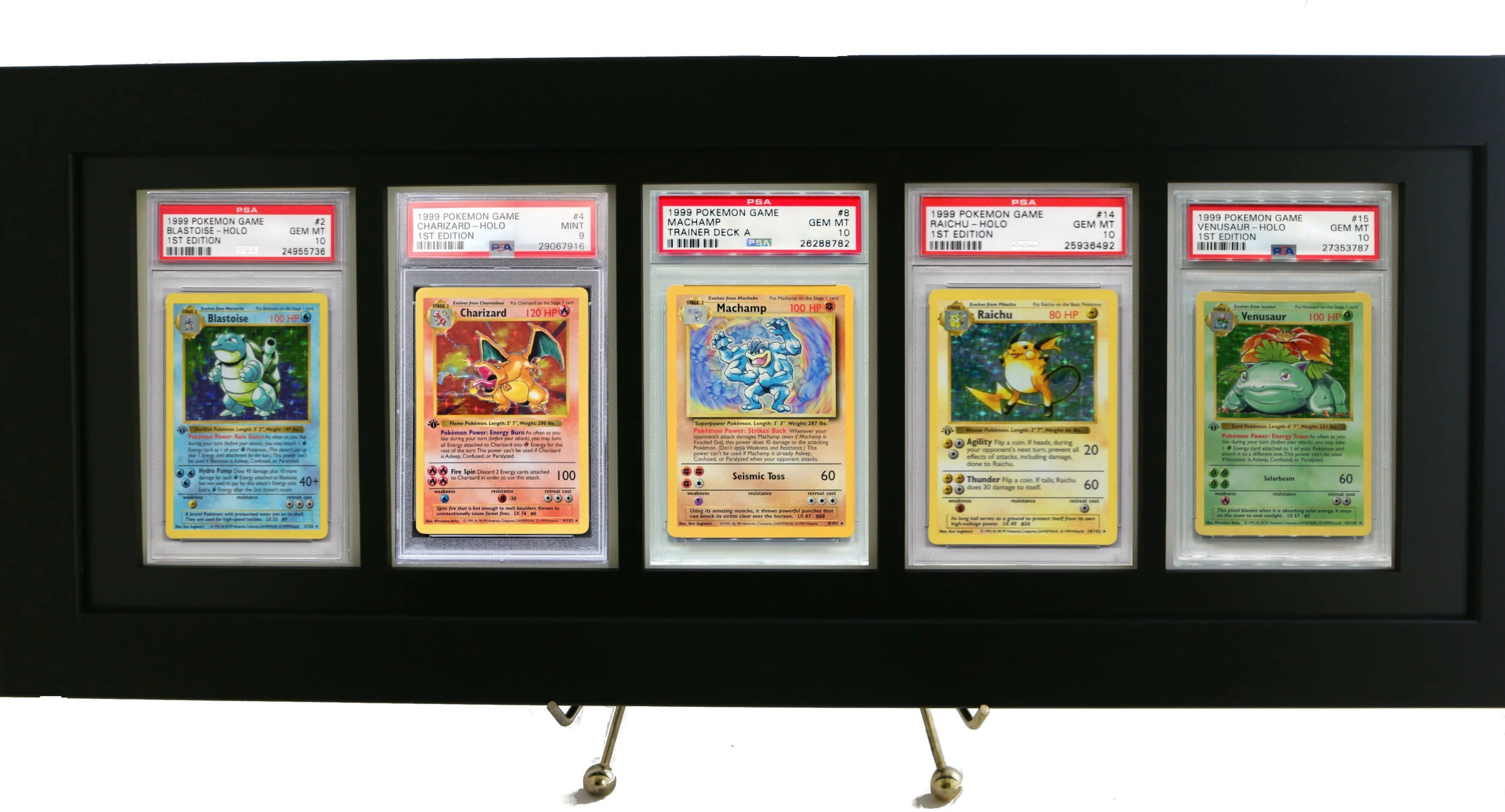 Pokemon Card Frame & Display w/ (5) PSA Graded Pokemon Card Openings-Black  Design  PSAFRAMES.COM
