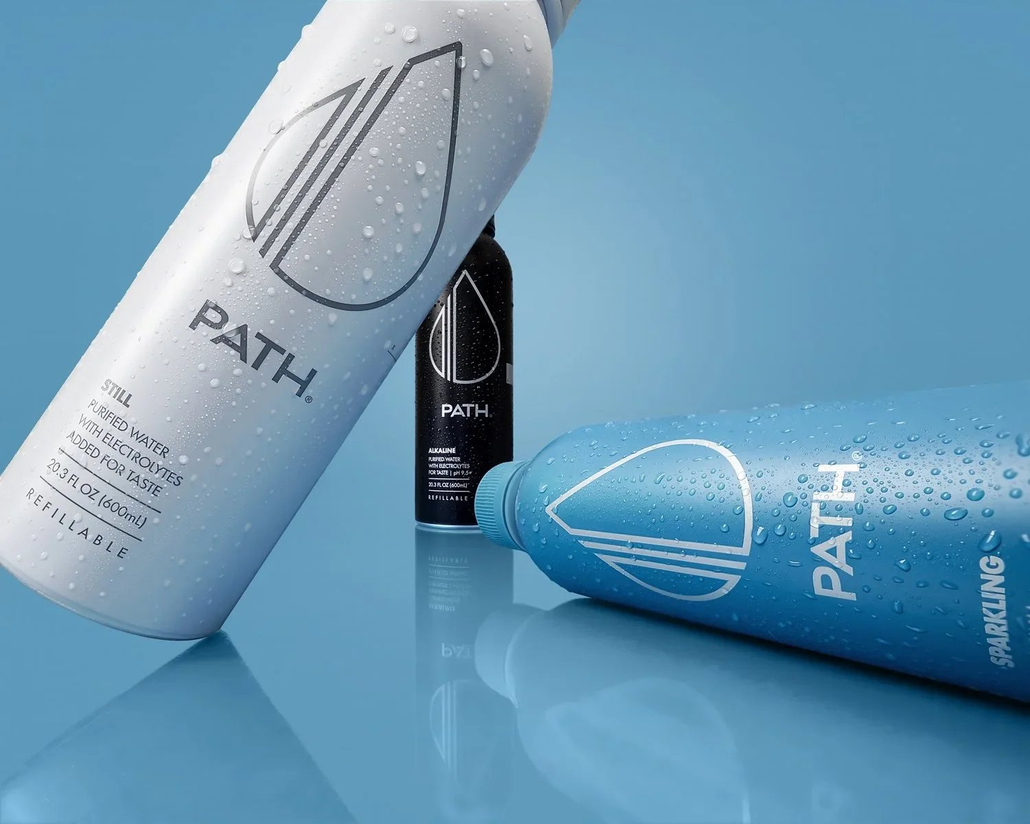 Image for Path Water showing their core products with a wide crop for flexibility to use across multiple channels.