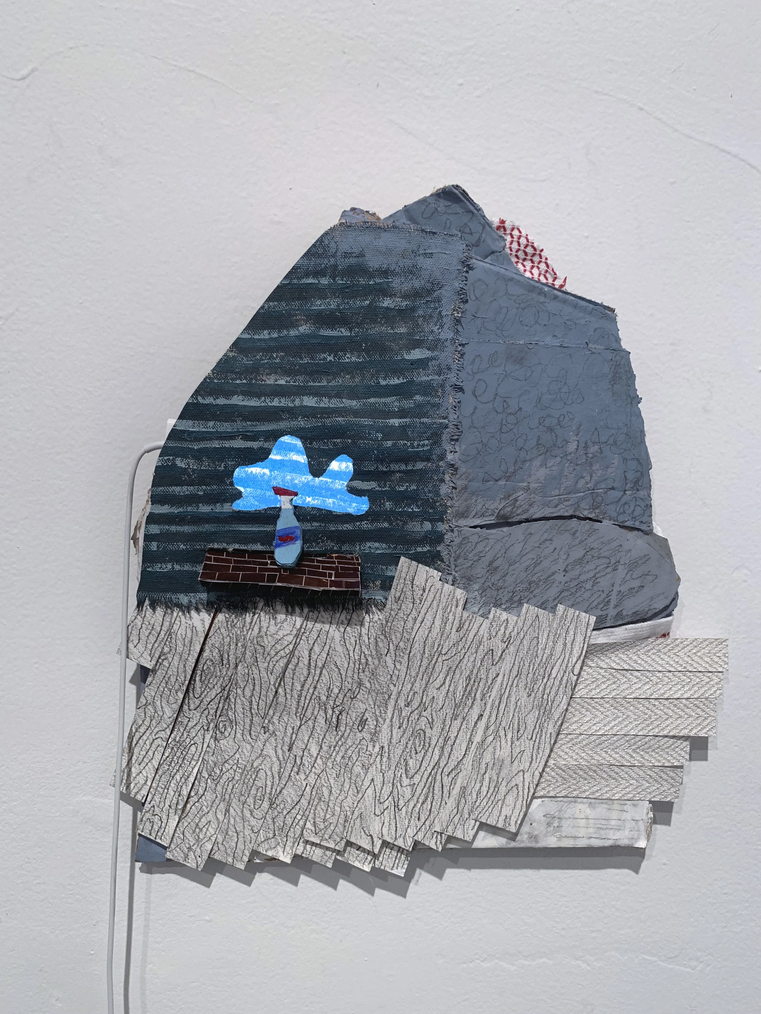 Untitled 2, cardboard, paper, magazine, paint, fabric, graphite, gif, 2018 In collaboration with Rachel Wilkins