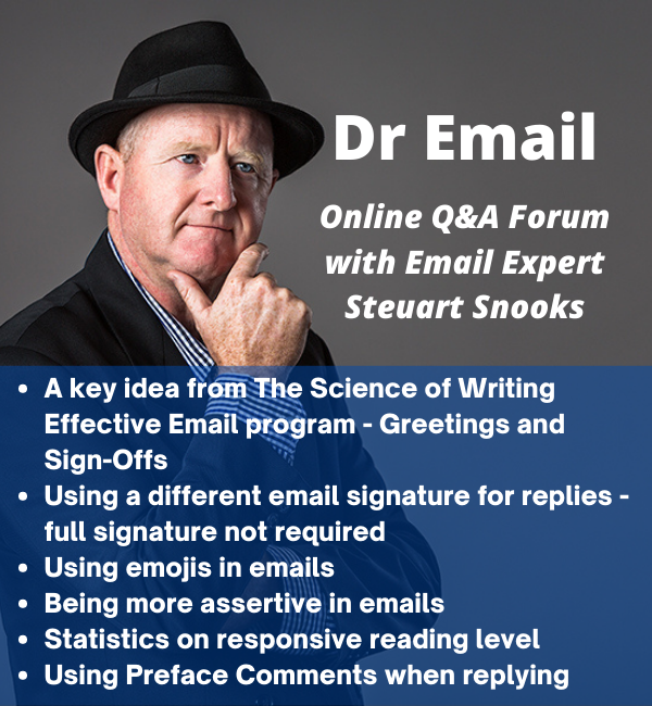 Dr Email Q&amp;A Forum - 13 October 2021