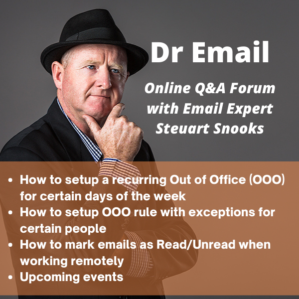 Dr Email Q&amp;A Forum - 19 October 2022