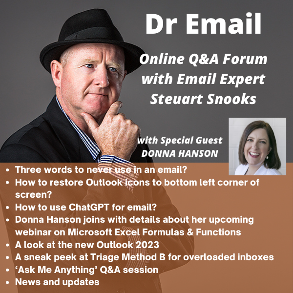 Dr Email Q&amp;A Forum - 19 July 2023
