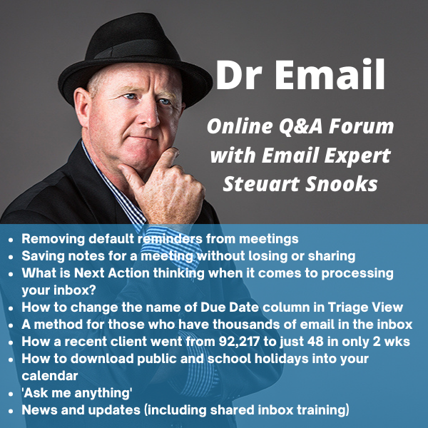 Dr Email Q&amp;A Forum - 17 October 2023