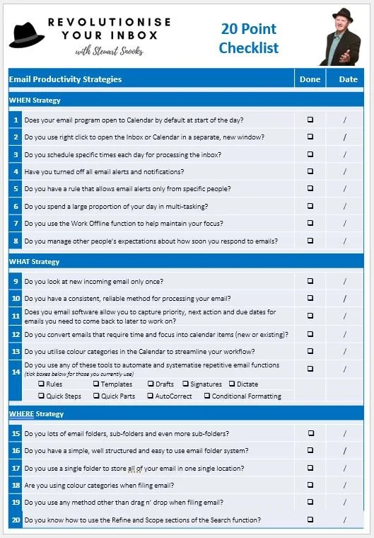 20 Point Checklist for Email Productivity Strategies — Steuart Snooks