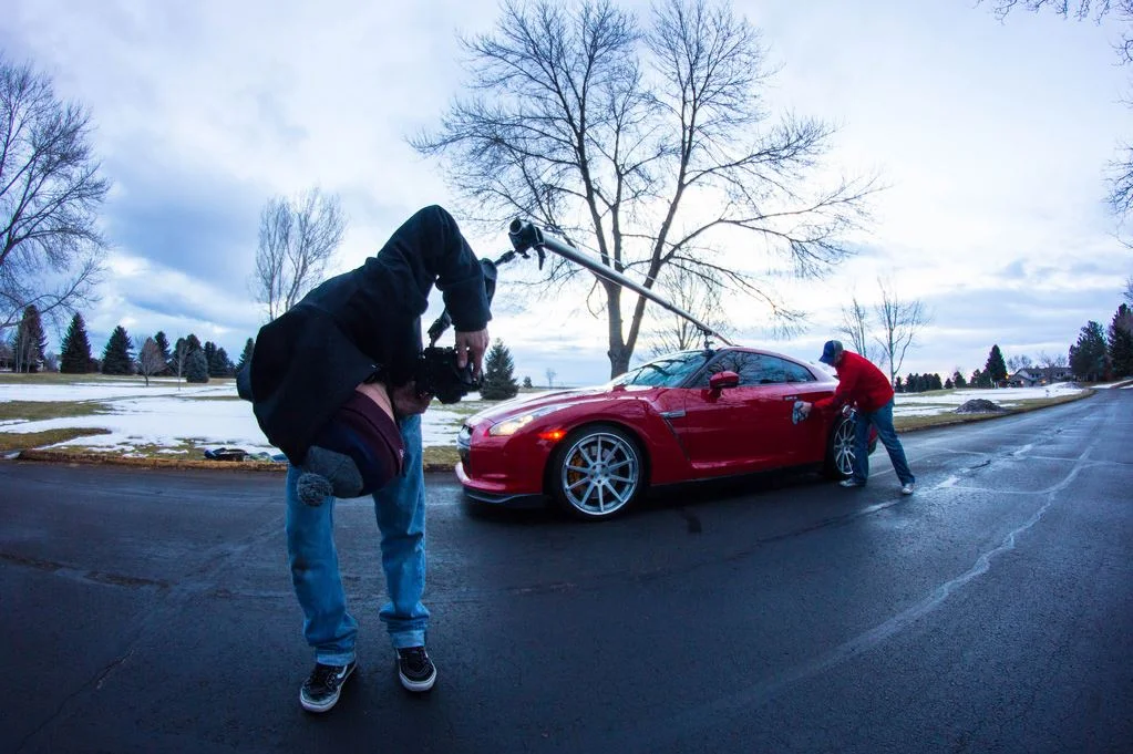 15ft automotive rig on Steve's GTR for rolling photos -photo by: Matt Sullivan