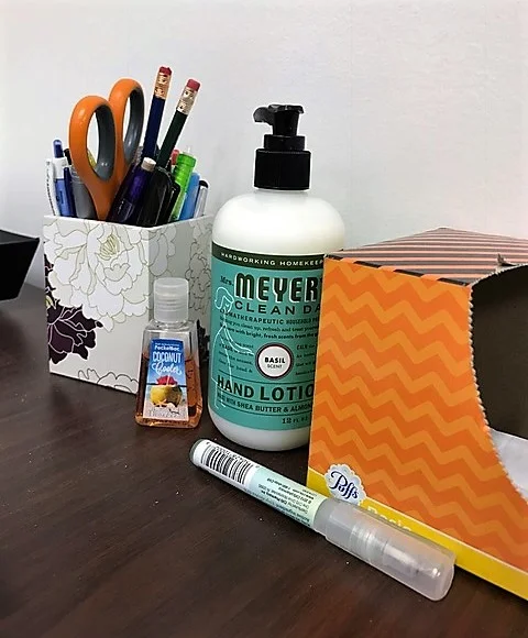 The lotion at its home on my desk at work