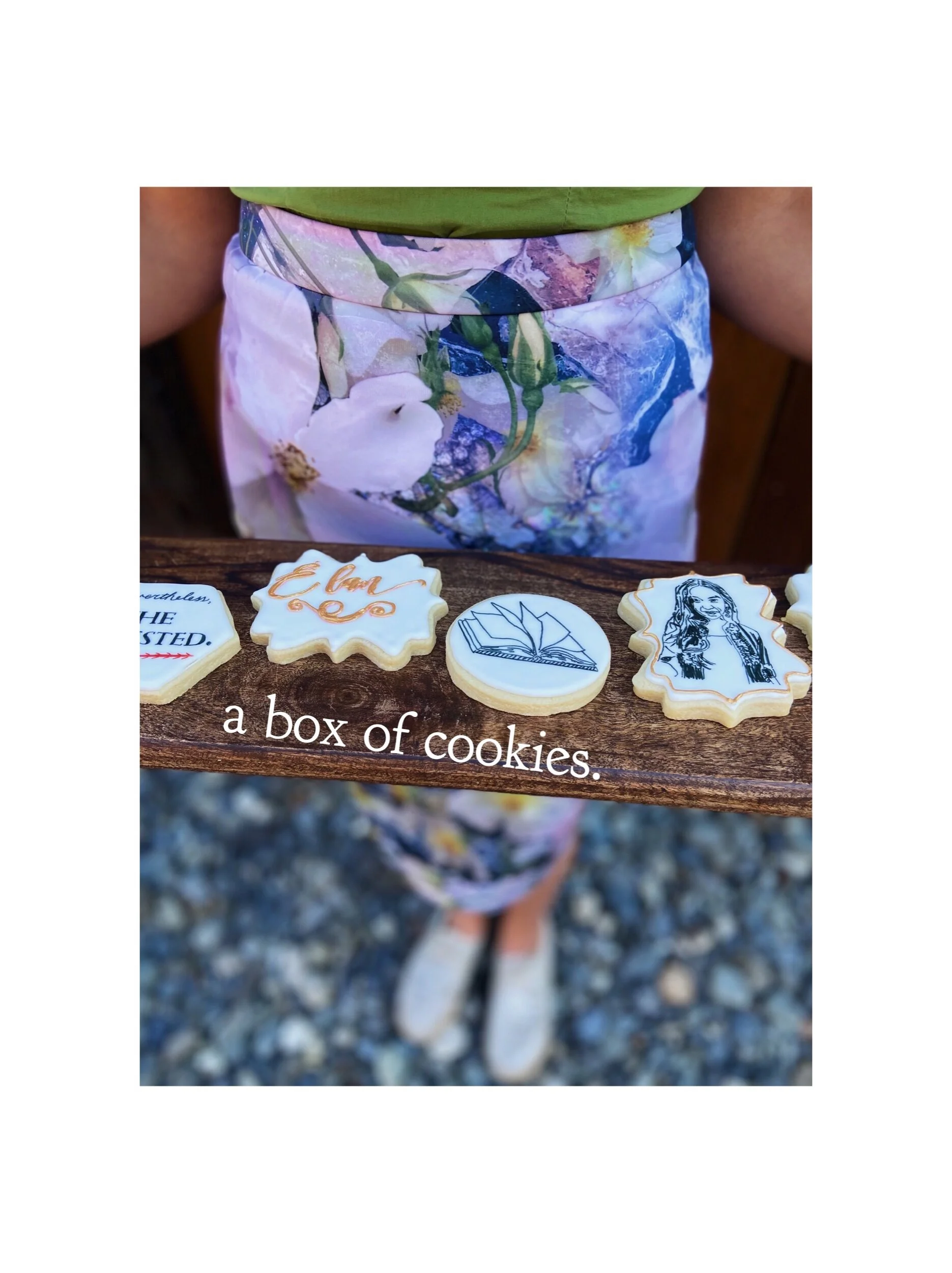      

 
   A Box of Cookies.  I was in the process of sitting, hoping, wishing, and praying for inspiration to strike, when an angel came forth bearing a white box of cookies.  It was a delivery from my monthly cookie club, but this time it turned o