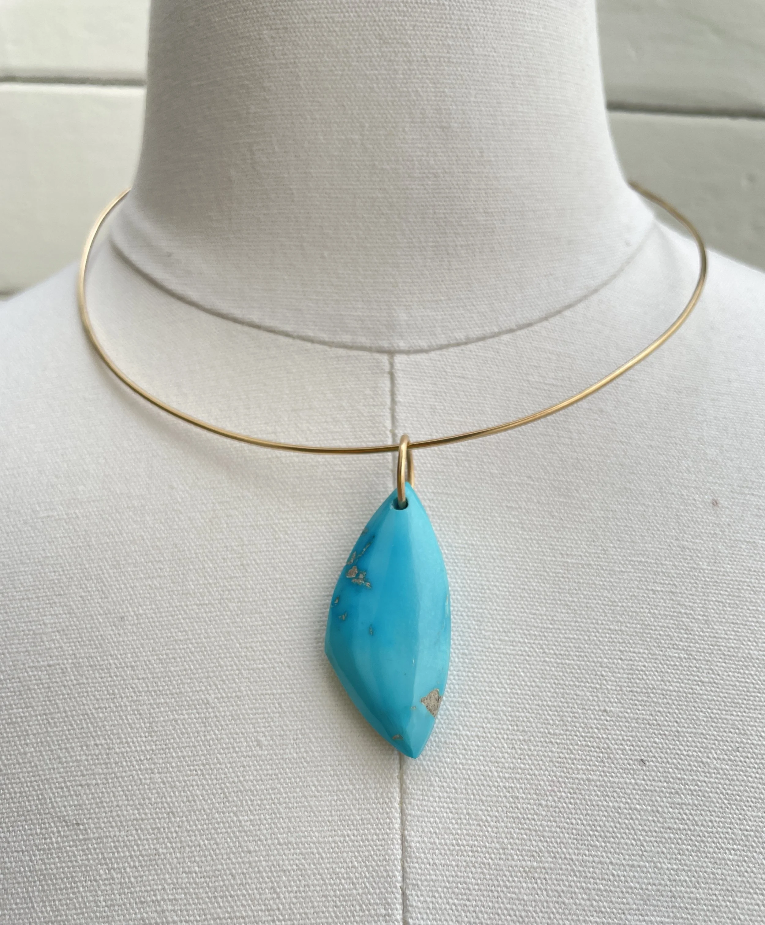 My Dear Gemma Sleeping Beauty Turquoise/14k Gold Amulet