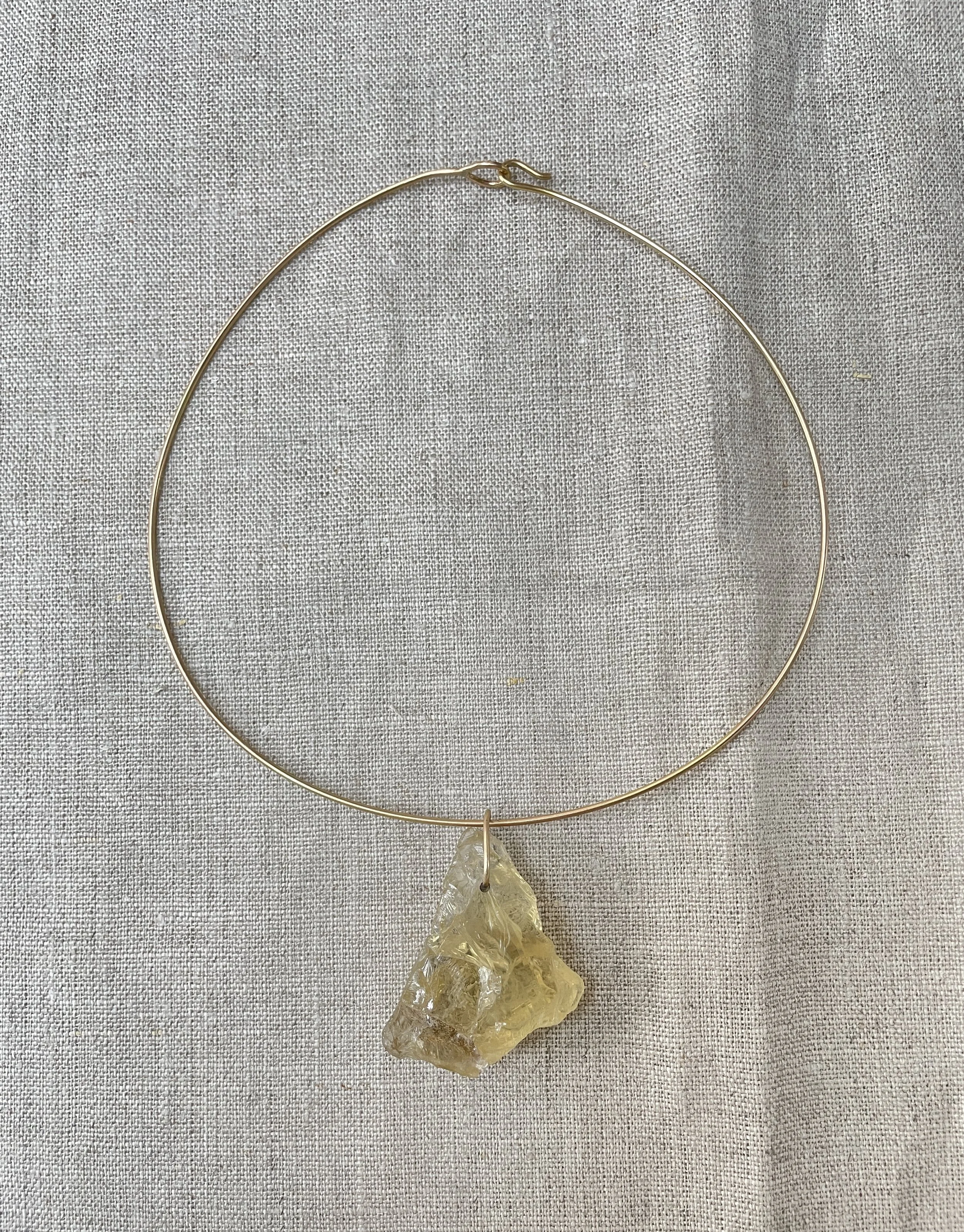 My Dear Gemma Pale Yellow Schiller Sunstone/14k Gold Amulet