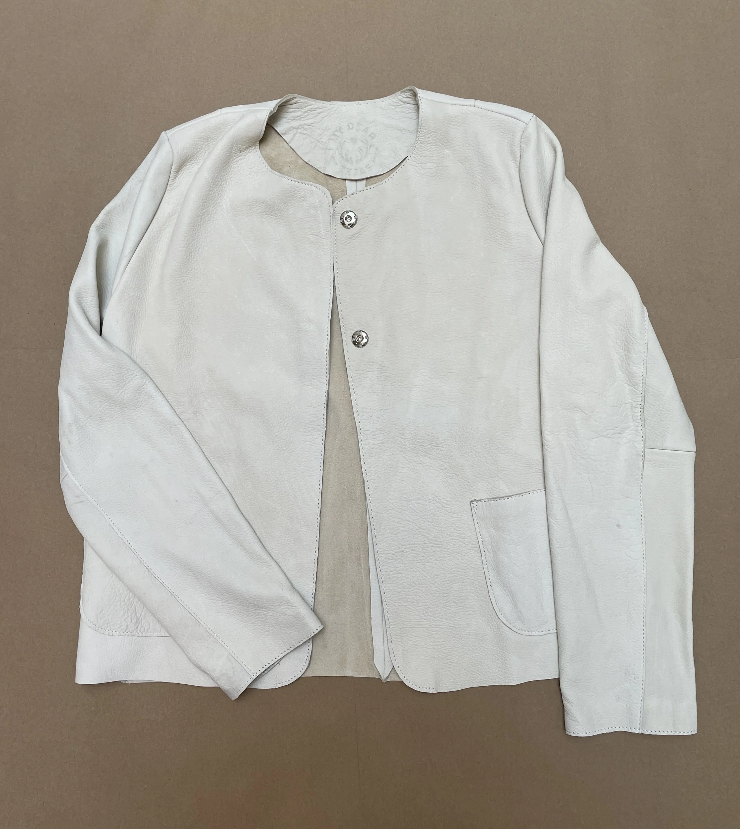 Jeannie Jacket - 2 Snap Deerskin Jacket - Off White