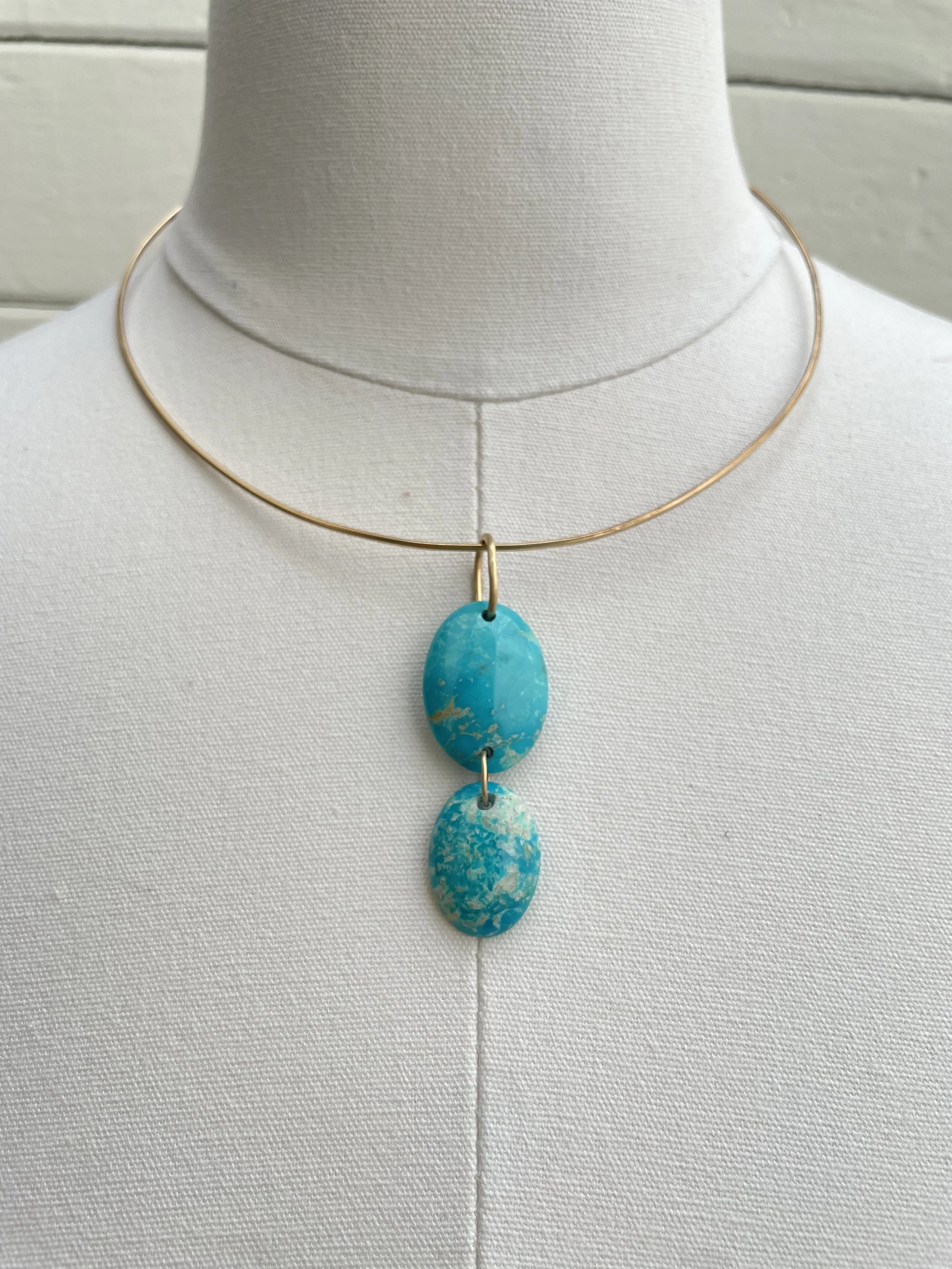 My Dear Gemma 2 Tier Sleeping Beauty Turquoise/14K Gold Amulet