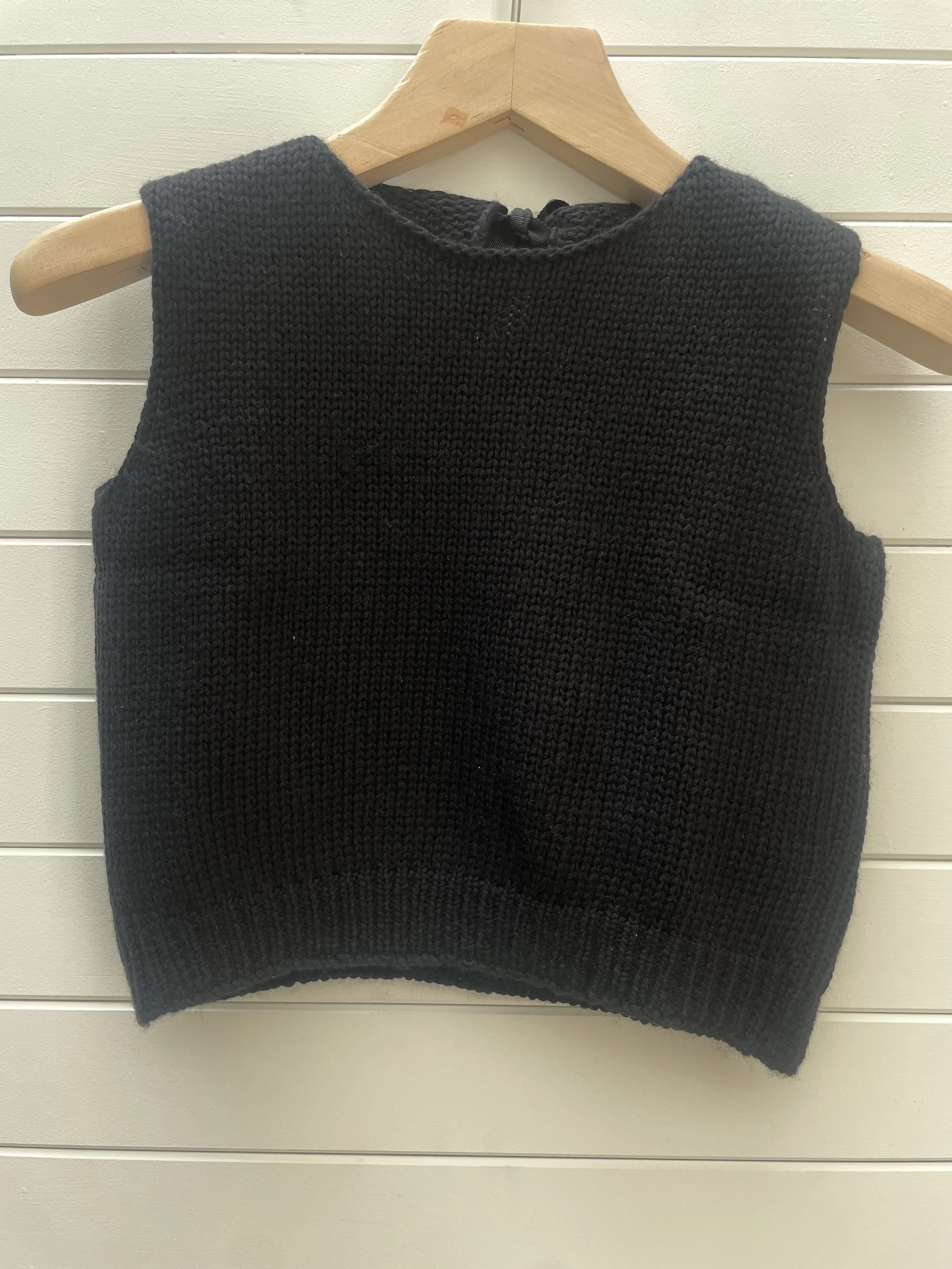 Louiza Babouryan Hand Knitted Sleeveless Shell with Grosgrain Tie