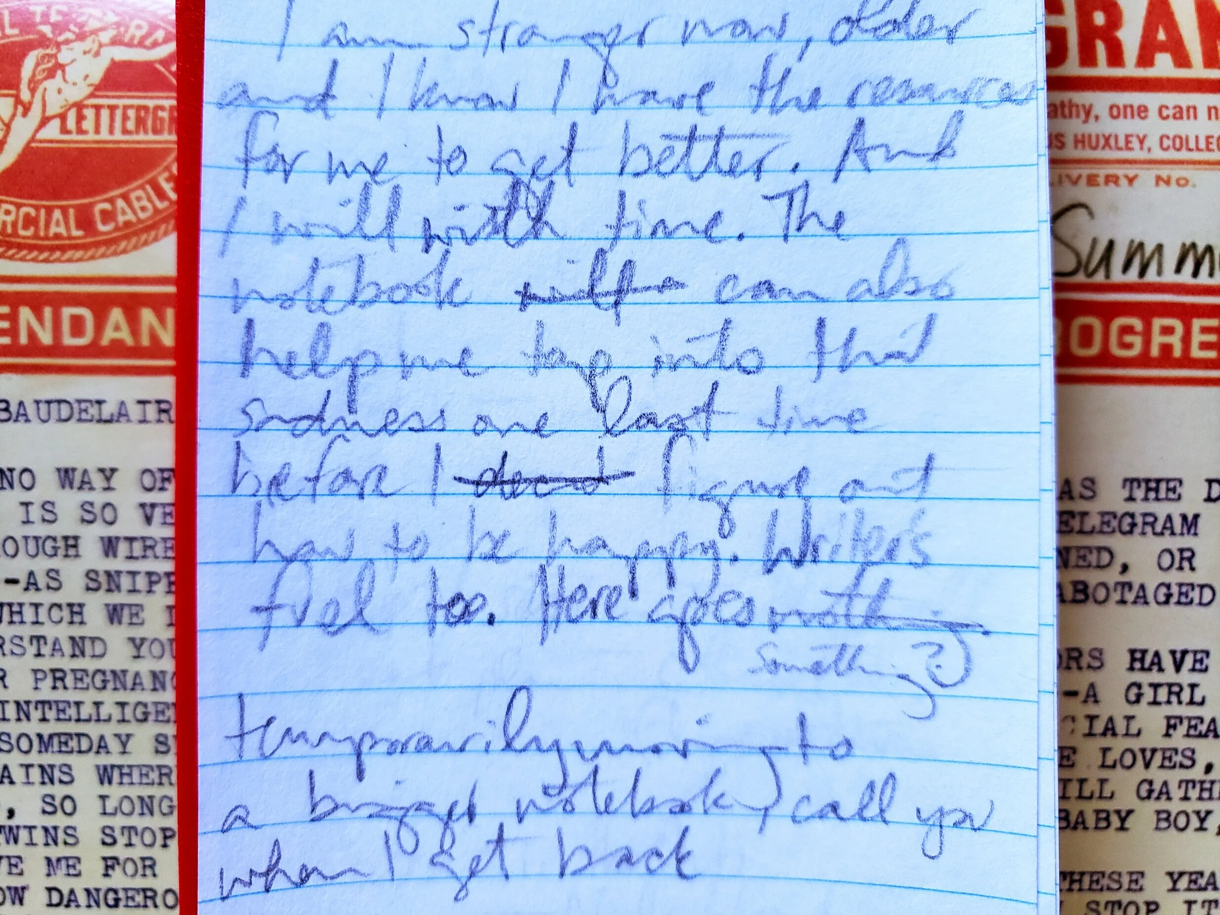 “The notebook can help me tap into that sadness one last time before I figure out how to be happy.”