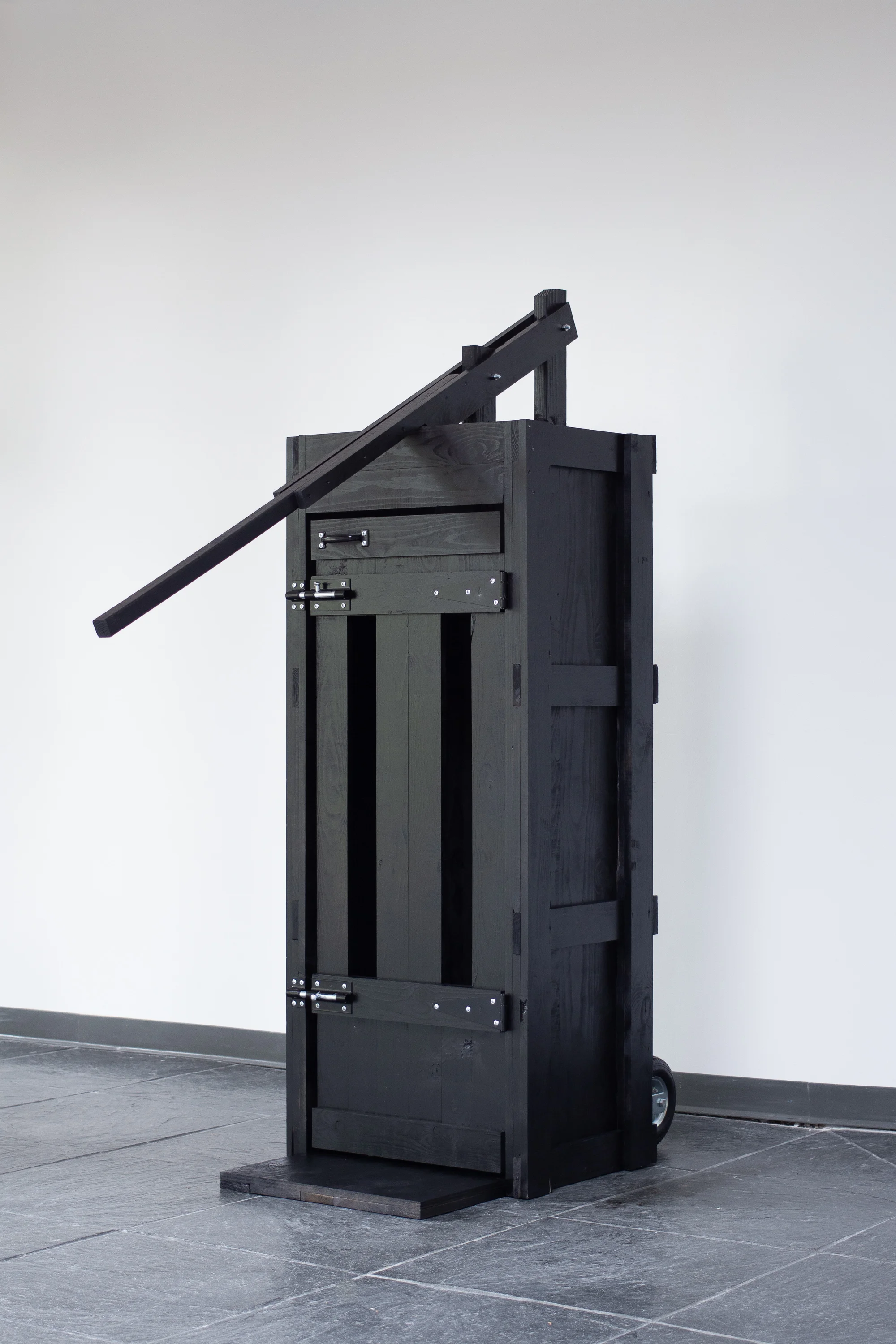 Data Server Rack, 2019 Wood, hardware, paint, hay bailing twine (University of Iowa, Stanley Museum of Art).