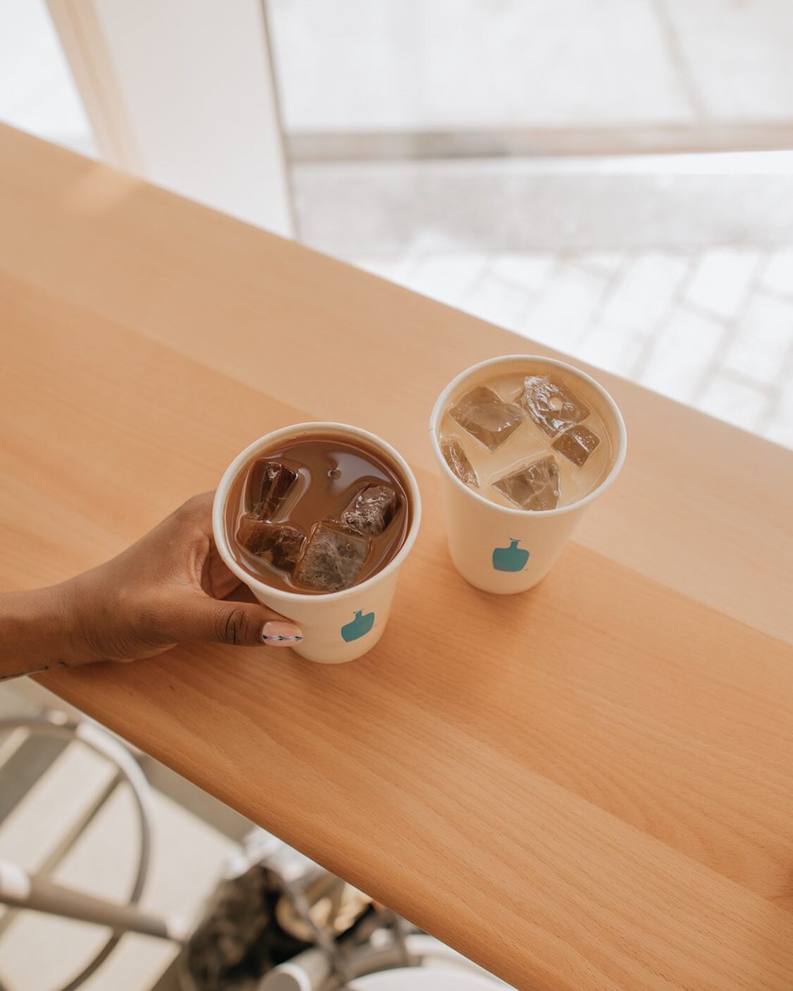Cold brew or latte? ☕️ if you haven&rsquo;t been to @bluebottle yet you need to go this weekend because the vibes are immaculate&mdash;stunning interior, great offerings + right on the river